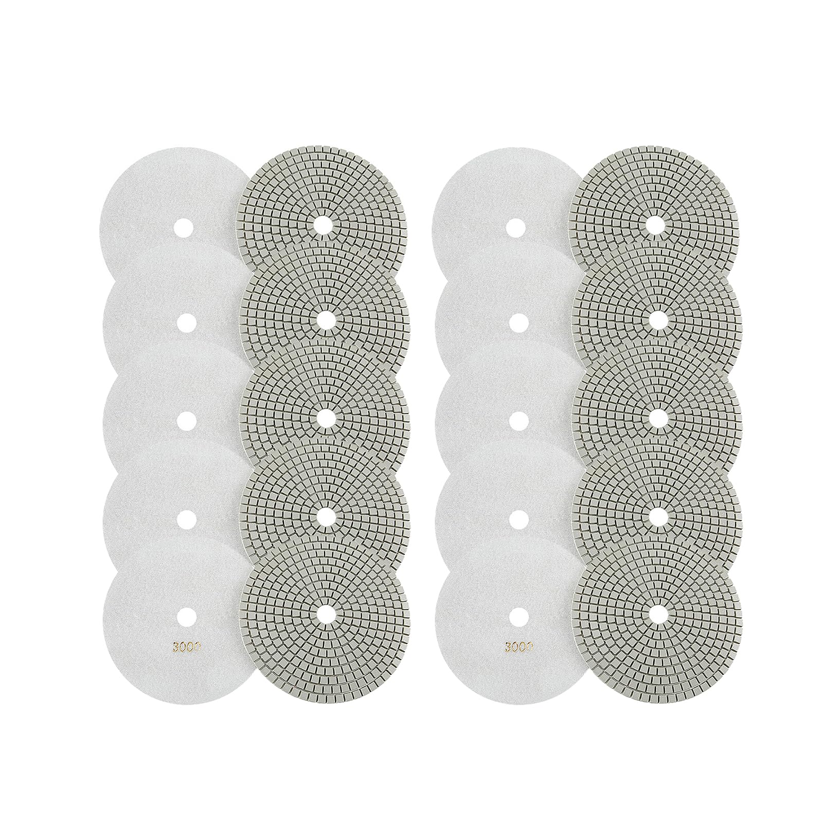 Granite Polishing Pads Concrete Polishing Pads 3000Grit 10pcs Wet for Polishing Machine Water Grinding Machine (7in)