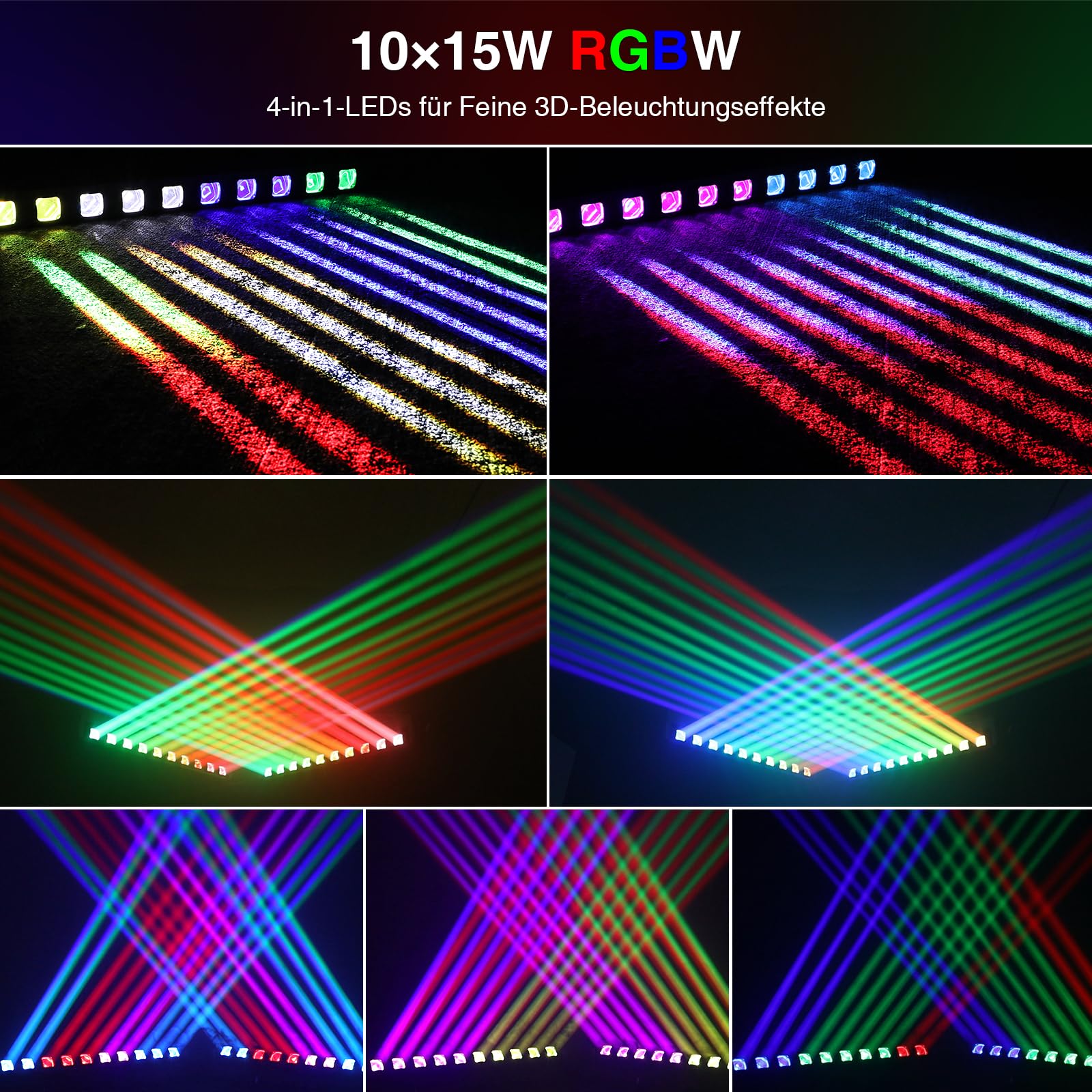 BETOPPER Moving Head Wallwasher LED Bühnenlichter, 10x15W RGBW LED Bar DMX512 Swing Strahler Partylichter DJ Lichter Außenwandlichter für Bühnen Live Events, Bars, Disco, Partys, Hochzeiten (1, L)