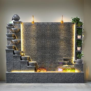 Large Outdoor Rockery Fountain Retro Yard Garden Home Villa Decoration Large Fountain Waterfall Concrete Fountains Housewarming Gift6.6 ft high