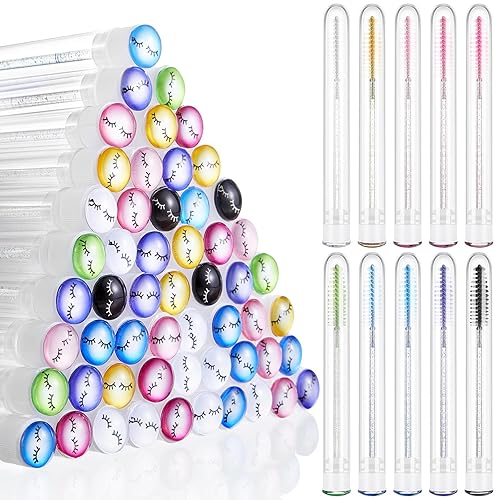 Miniatura 7 de Juego de 200 tubos de varita de rímel, 100 carretes de pestañas para extensiones de pestañas, 100 piezas de cepillo de rímel vacío de diamante,