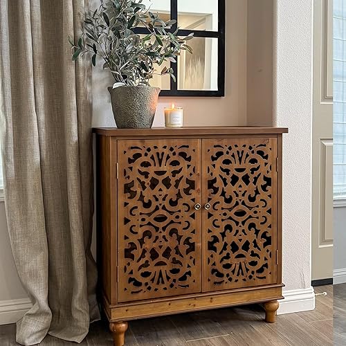 Miniatura 17 de PHI VILLA Armario decorativo con puertas – Aparador de buffet desgastado para sala de estar, comedor, pasillo, armario de almacenamiento azul