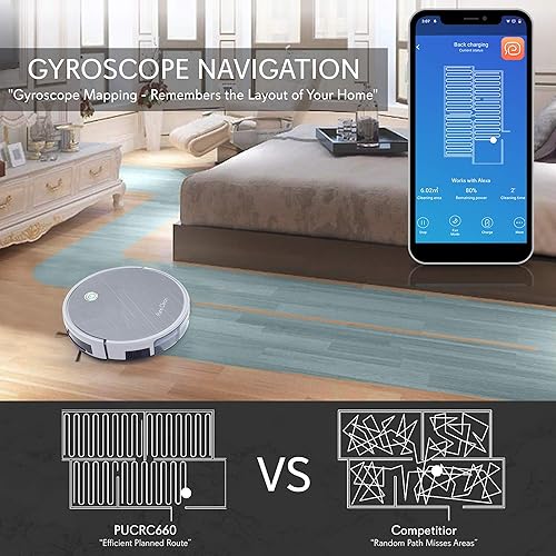 Miniatura 2 de Robot aspirador inteligente con giroscopio  Control de aplicación móvil de navegación multihabitación y compatible con Alexa  Base de carga