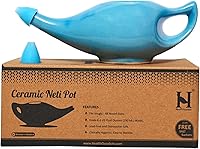 Vista 12 de HealthGoodsIn Neti Pot de cerámica, apto para lavavajillas, hecho a mano con 2 boquillas de silicona y sal para sinusitis - 7.6 fl oz de capacidad