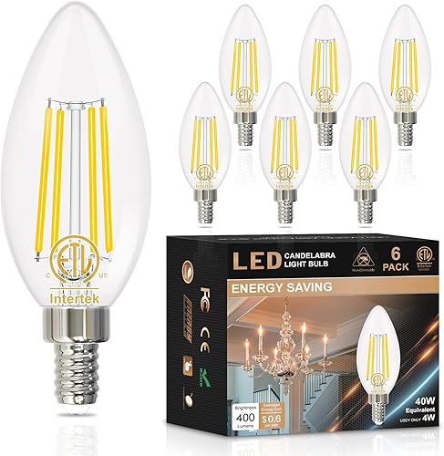 hansang Bombillas E12 para ventilador de techo 4000 K, luz diurna natural, equivalente a 40 W, bombillas LED B11 con forma de vela de 120 V, 4 W,