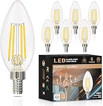 hansang E12 Ceiling Fan Light Bulbs 4000K Natural Daylight, 40W Equivalent Chandelier Candelabra Light Bulbs,120V 4W Candle Shape B11 LED Bulb, 400LM, 6 Pack, Non-dimmable