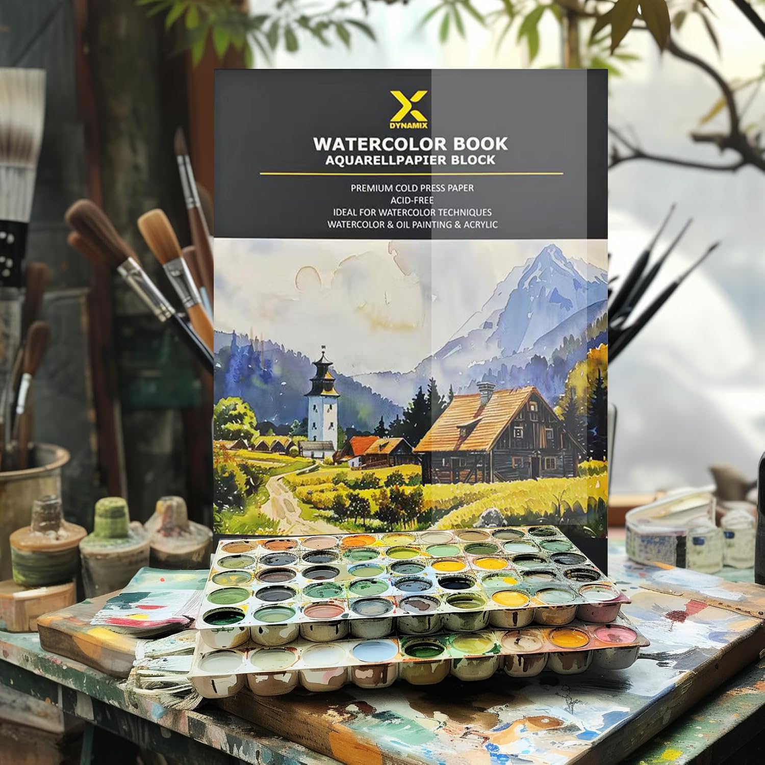 Bloc de papier aquarelle de qualité supérieure - 300 g/m² - 30 pages - Qualité artistique - Sans acide - Pressé à froid - Idéal pour l'aquarelle, les croquis et les médias mixtes (21 cm x 29 cm, lot