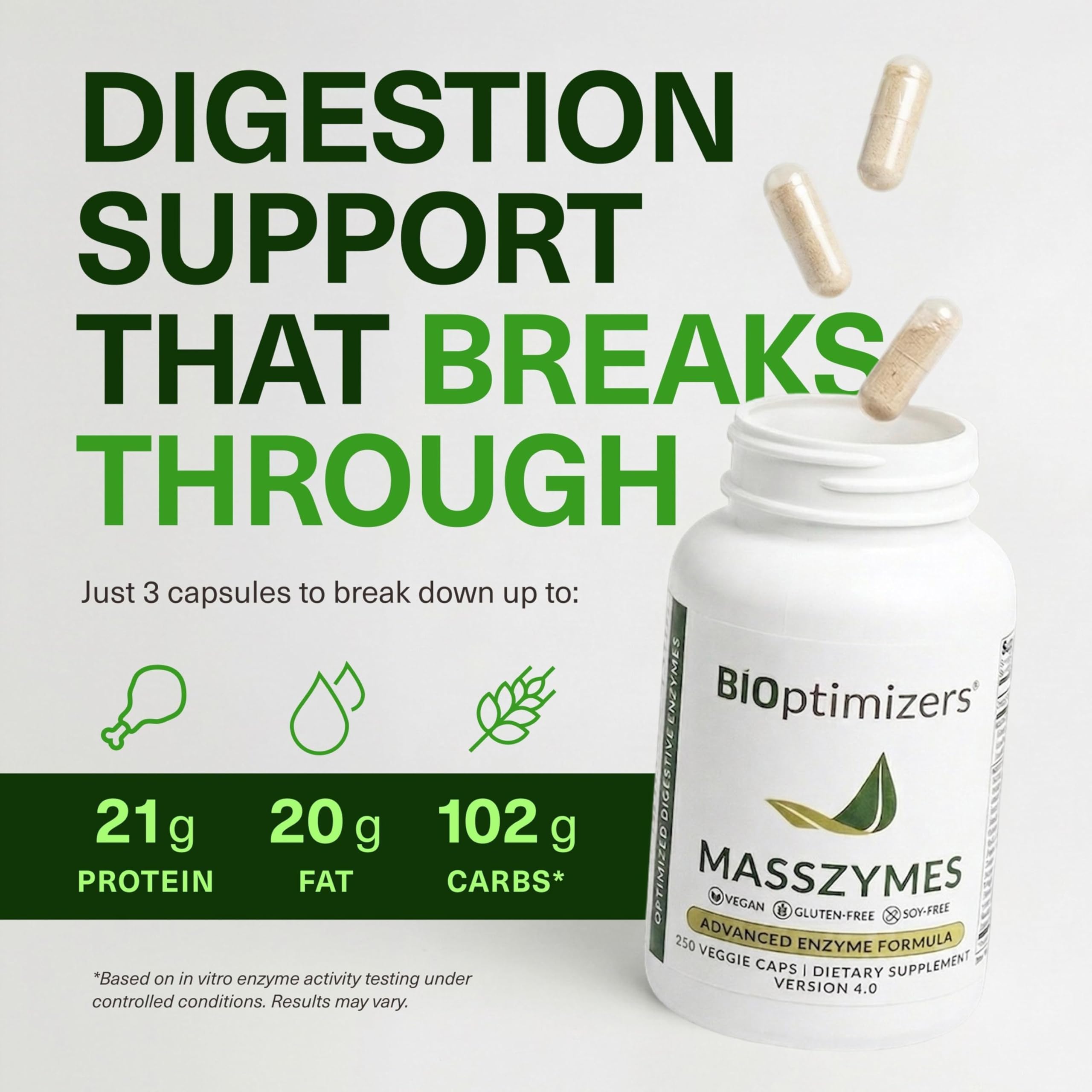 BIOptimizers MassZymes, Digestive Enzyme Supplement, 250 Capsules — Amazon image 4
