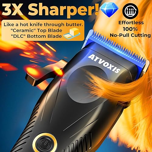 Miniatura 2 de Juego de cortapelos profesional con motor sin escobillas de 9000 RPM para hombres: cortadoras inalámbricas y recortadoras de espacio cero con