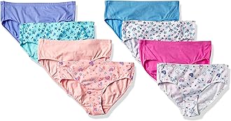 girls Hanes Ultimate Girls' Underwear, Pure Comfort Organic 100% Cotton Panties, Briefs & Hipsters, 8-pack