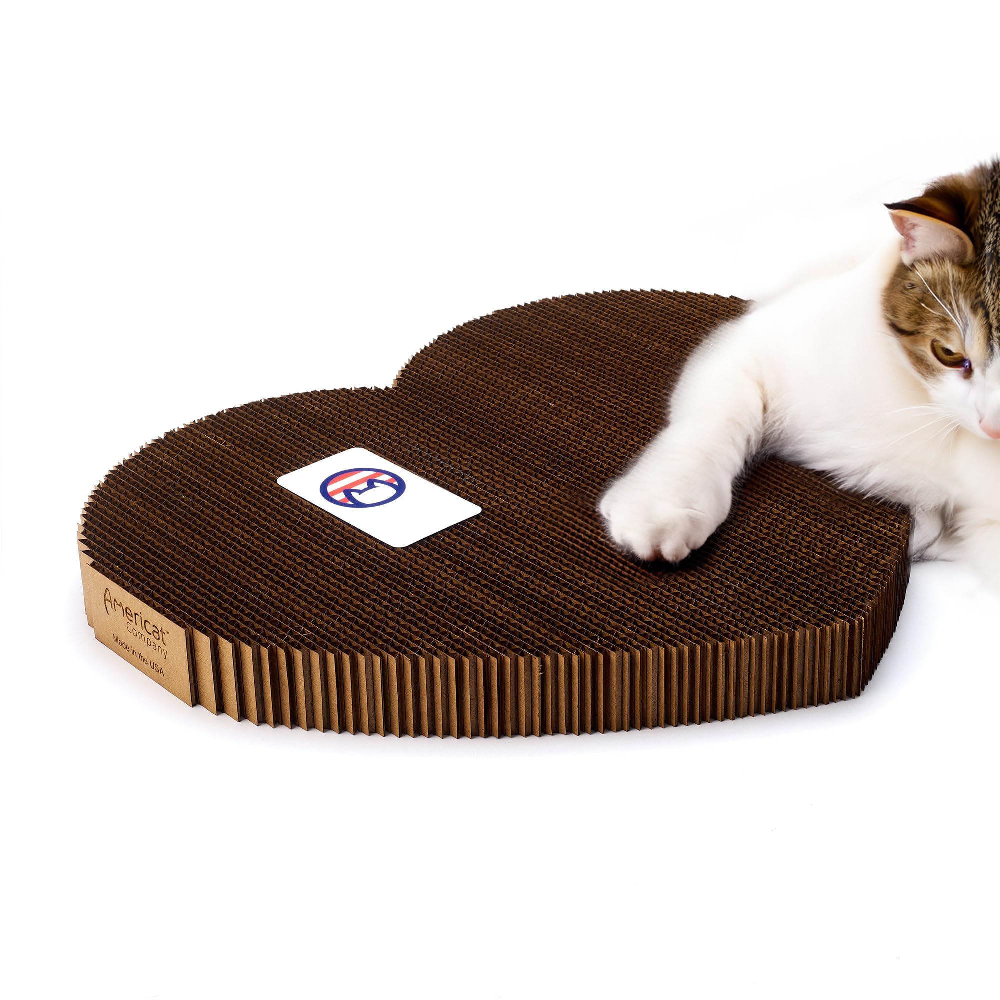 Americat Company Cat Scratcher and Lounger – Made in The USA – XL, Reversible, Heavy, Designed to Last – Heart Shape