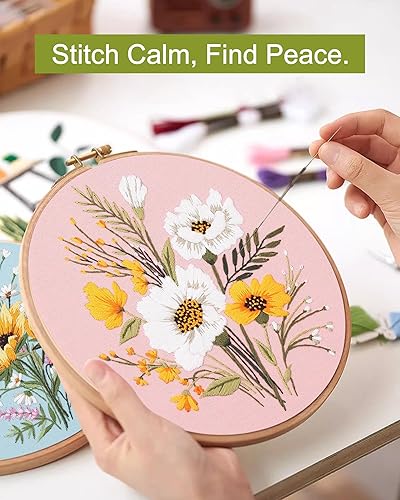 Miniatura 13 de Santune - Kit de bordado para adultos principiantes, kits de punto de cruz, patrones de mariposa e instrucciones (idioma español no garantizado)