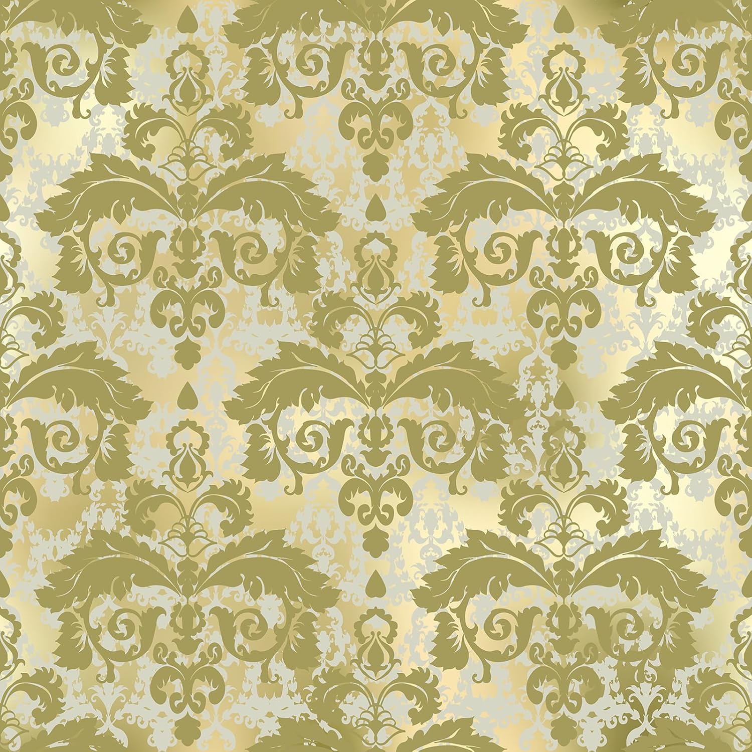 VaryStyle Gradient Gold Damask Wallpaper Luxury Victorian Floral Peel and Stick Wallpaper Vintage Baroque Floral Contact Paper for Cabinets 17.7"x118" Removable Self Adhesive Wall Paper for Bedroom