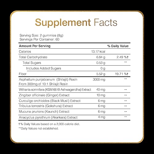 Miniatura 8 de Be Bodywise Gomitas puras de Shilajit del Himalaya Gold I Probadas en laboratorio, sin azúcar añadido, Ashwagandha, Gokshura, ácido fúlvico y más de