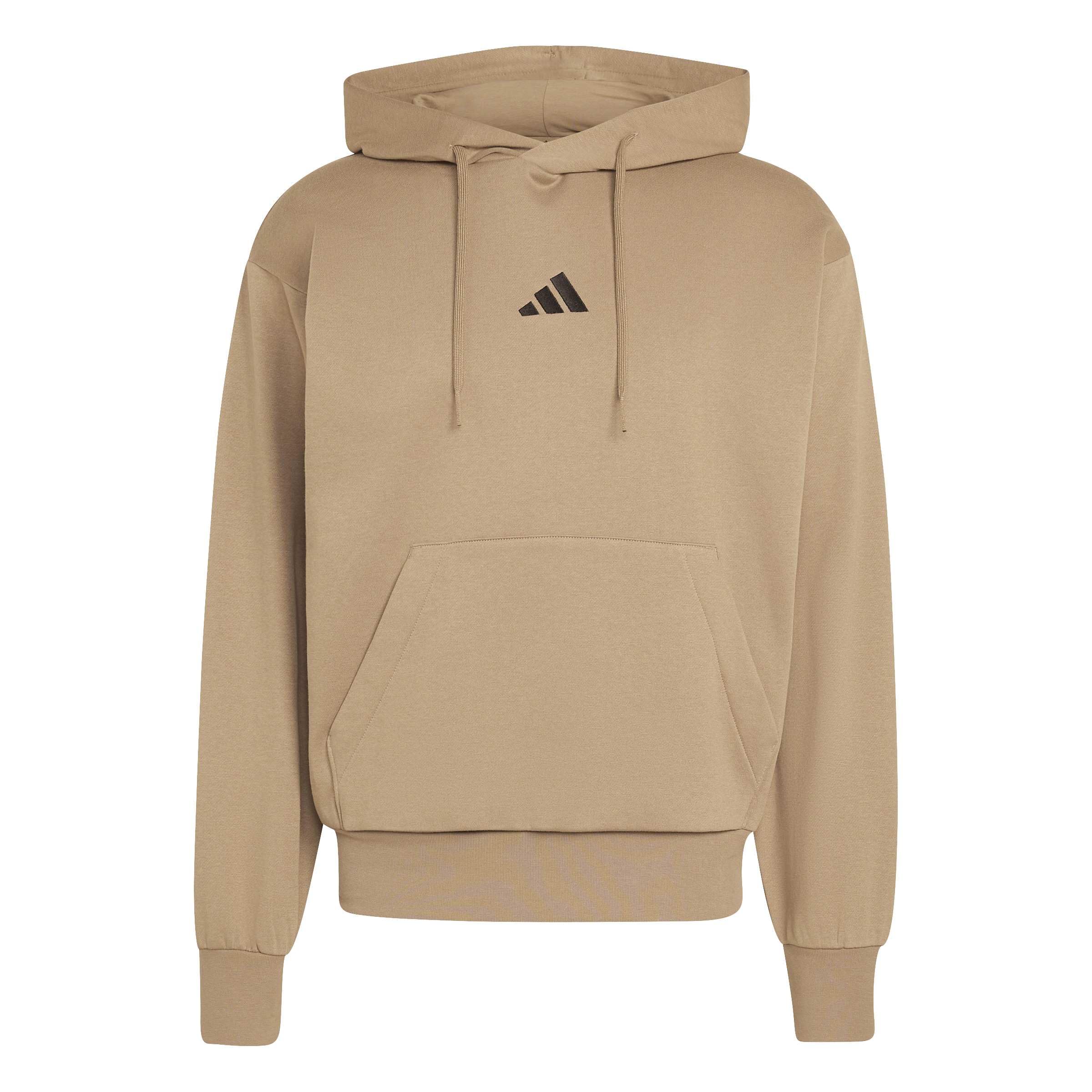 adidas Herren Essentials Feelcozy Fleece Hoodie Sweatshirt, Khaki Six/Black, S