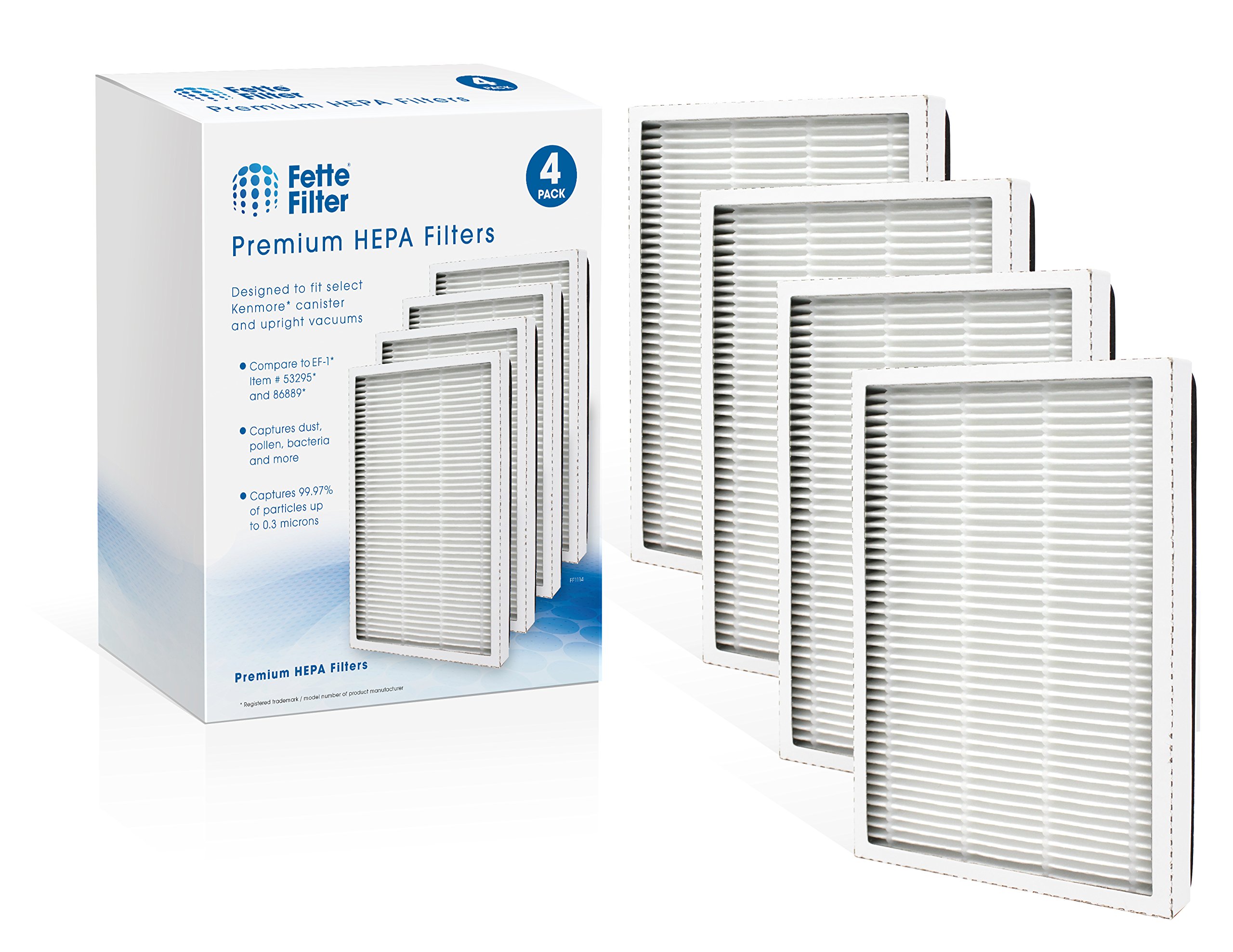 Fette Filter - 4 Pack of 86889 HEPA Filters Compatible with EF-1 Sears Kenmore Vacuums & Panasonic Uprights Vacuums (Compares to MC-V199H)
