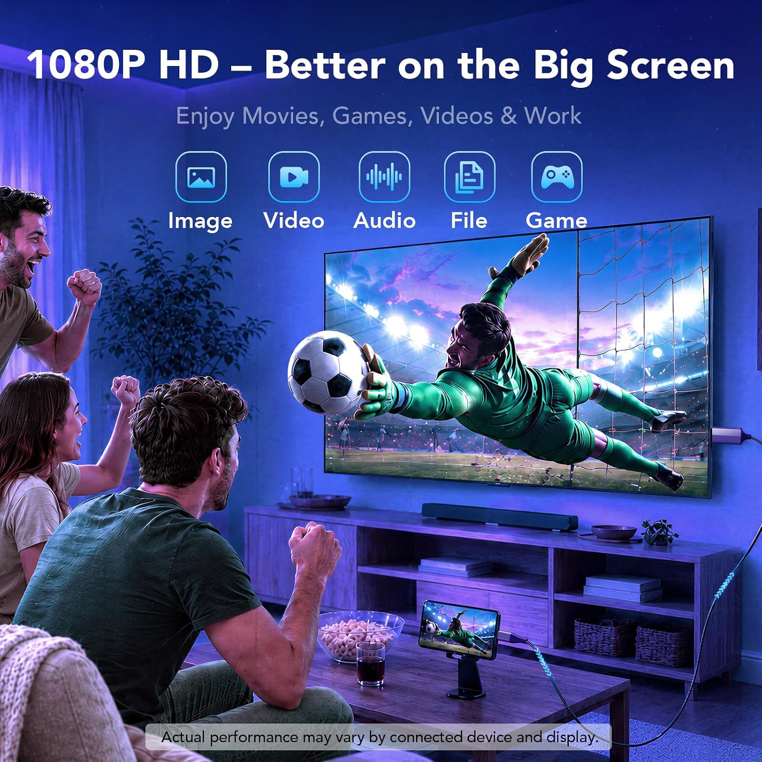 Lightning to HDMI Adapter for iPhone to TV/Projector/Monitor | 1080P@60Hz Screen Mirroring Cable | Plug & Play, No Power Needed | 6.6ft/2m Compatible with iPhone14/13/12/11/XS/XR/8+/7/iPad