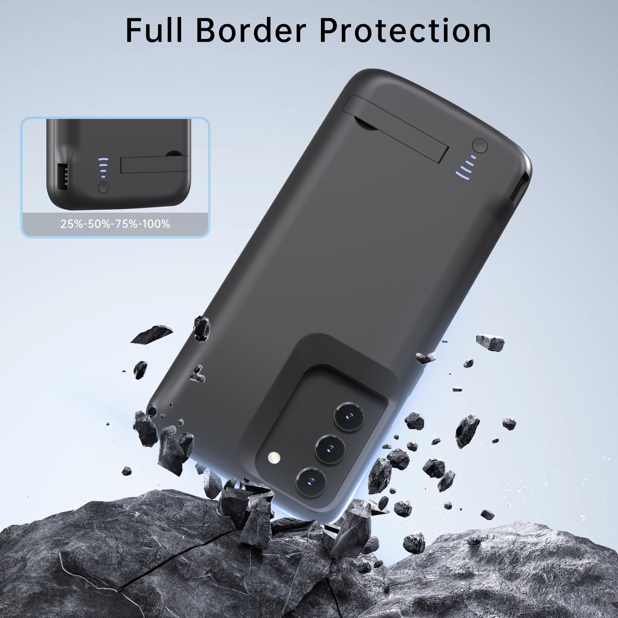 Funda de batería para Galaxy S24 Plus, recargable, con batería de respaldo extendida, para Samsung Galaxy S24 Plus, funda protectora portátil, color negro
