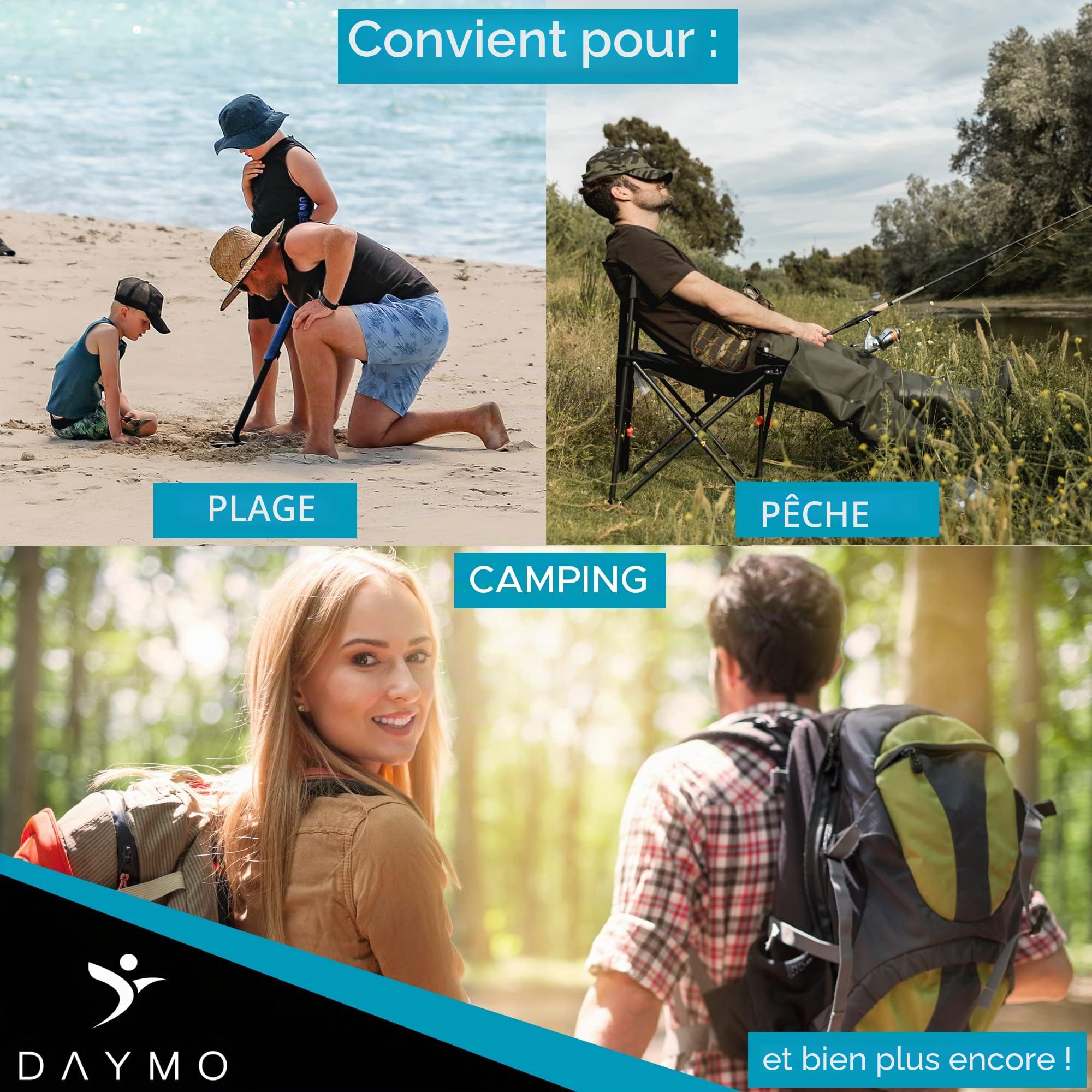 DAYMO Tente de plage 190 x 160 cm I avec protection UV 50+ I Protection contre le vent auto-déployante I Tente pop-up