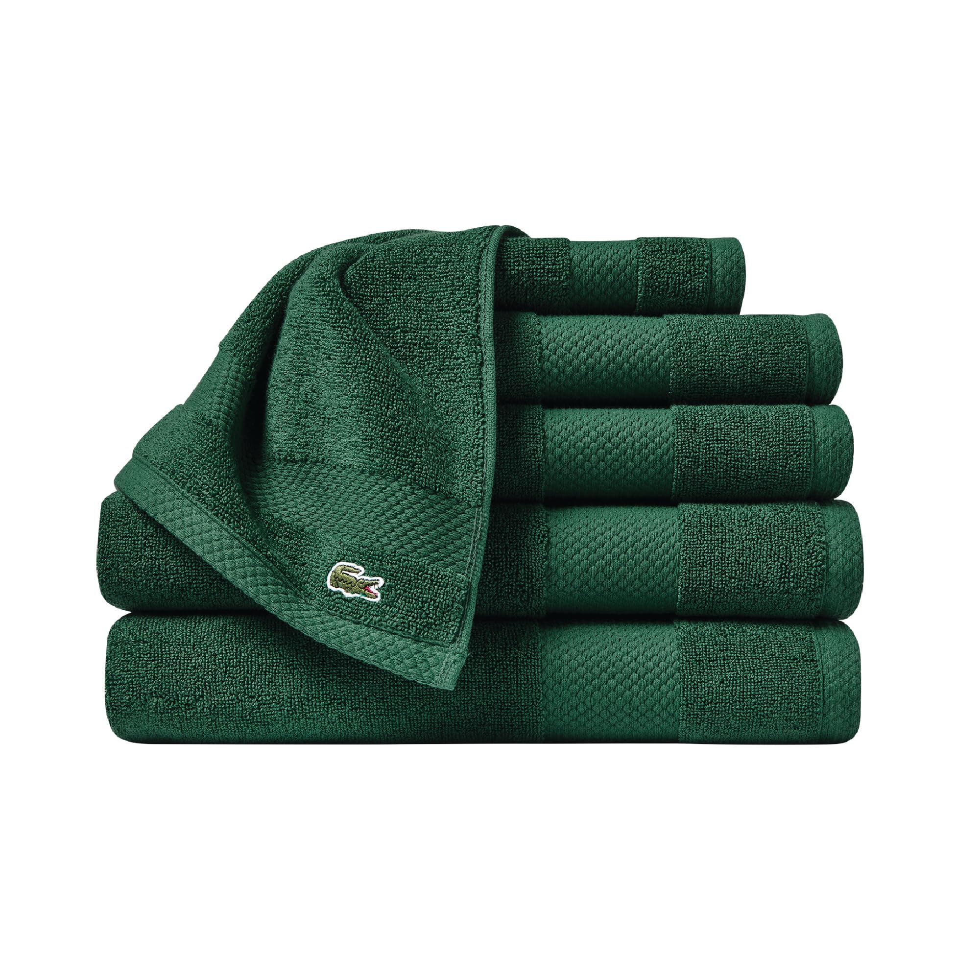 Lacoste Heritage Supima Cotton 6-Piece Towel Set, 2 Bath Towels, 2 Hand Towels, 2 Washcloths, Eden – Highly Absorbent & Quick Drying, Bathroom Essential, Machine Washable — image 1