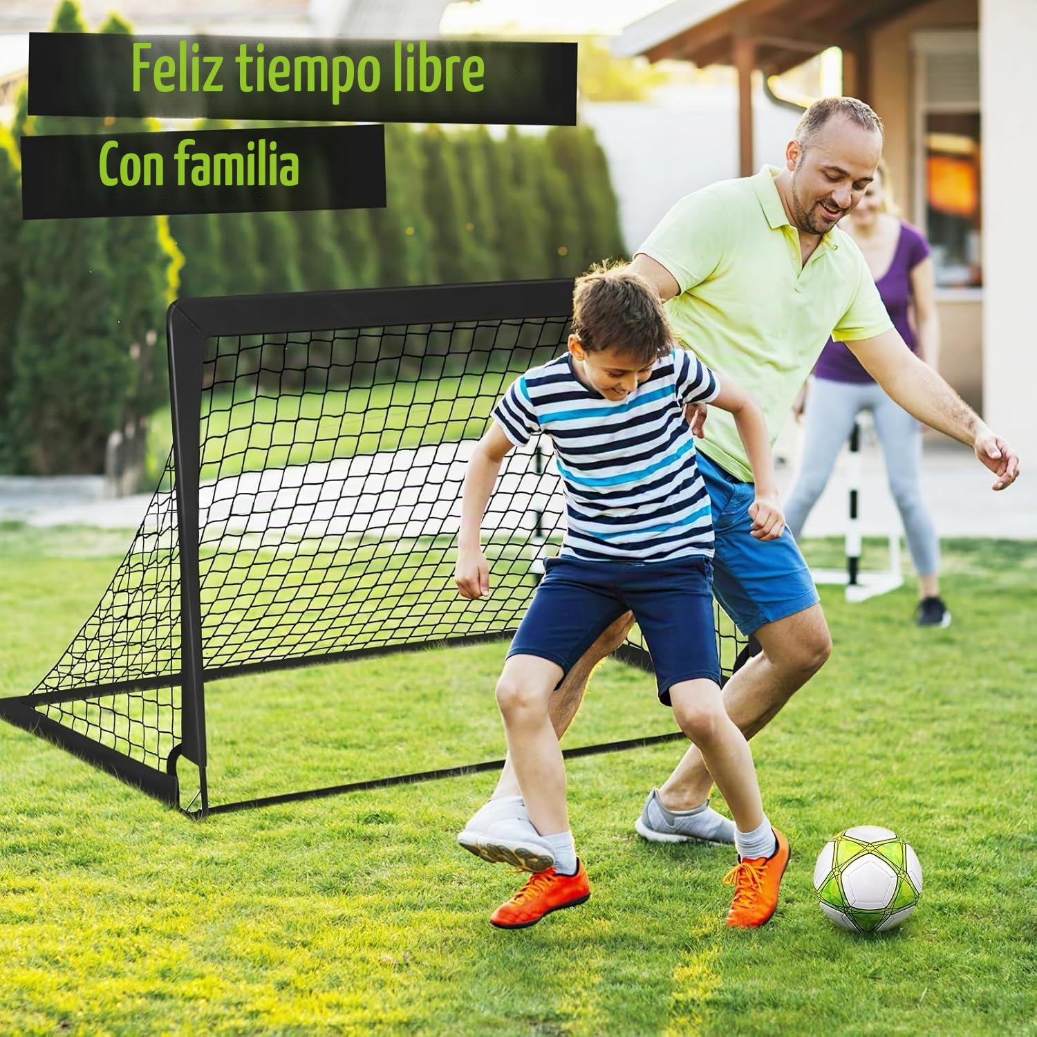 Porteria Futbol Niños para Patio, 2 Porterías de 1,2 x 0,9 m, Portátil, Equipo de Entrenamiento con Balón, 10 Conos, Bolsa de Transporte, Red de Práctica para Jóvenes, Deportes