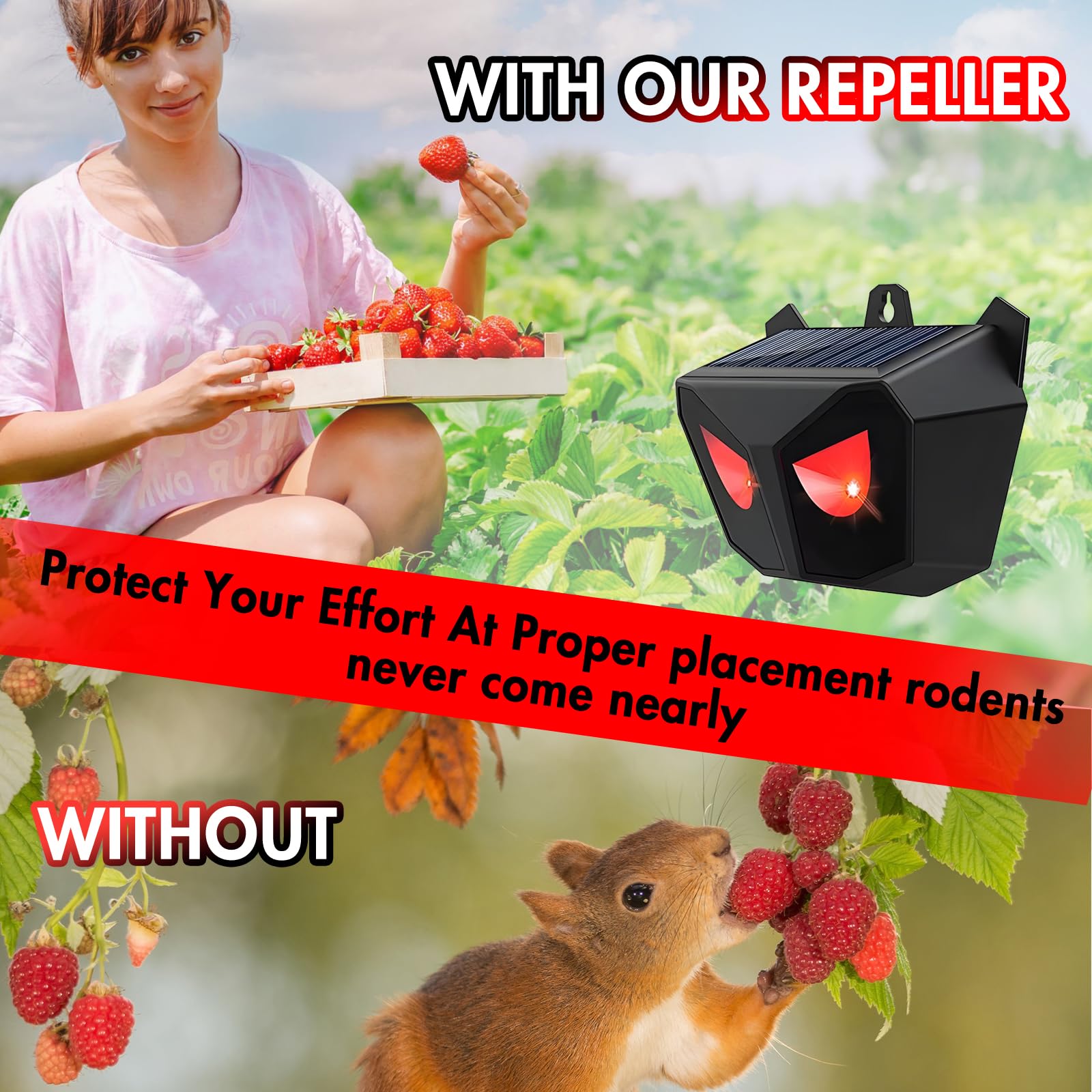 ALLOMN Solar Animal Repeller Outdoor, 2 Pack Solar Nighttime Animal Repeller with Red LED Light - Image 4