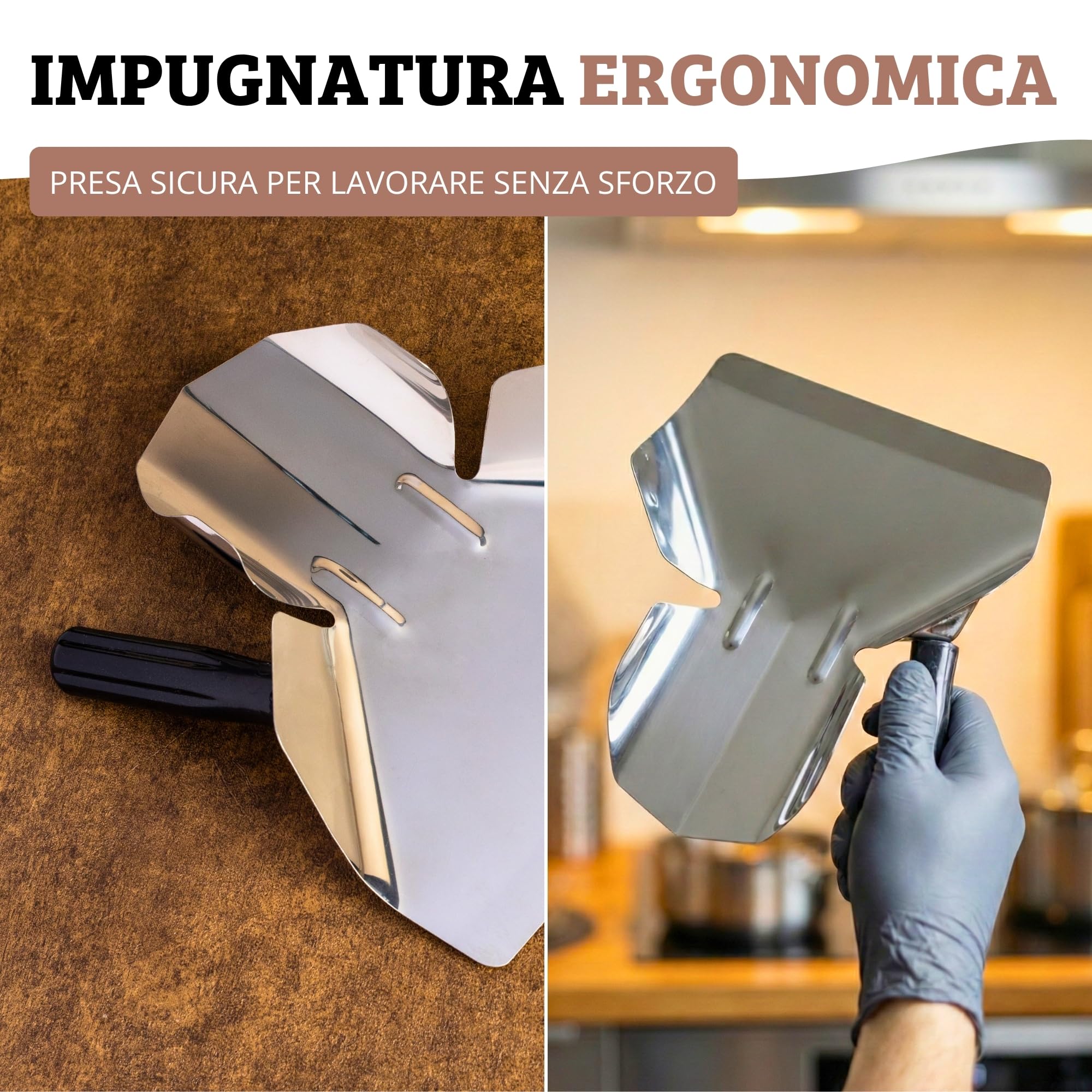 Westmark Paletta per patatine fritte/popcorn, Acciaio inox, 20 x 12 cm, 23 cm, Argento/Nero