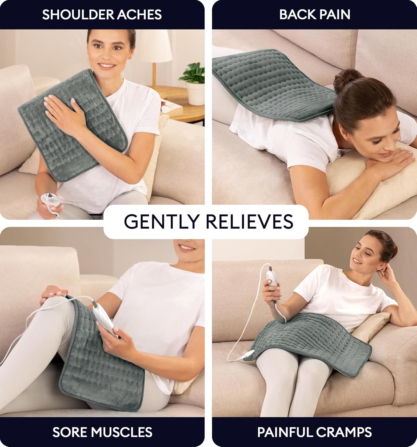 GENIANI Mothers Day Gifts for Mom – Electric Heating Pad for Back, Neck & Shoulders, Soft Microplush Electric Throw Heating Pad for Relaxation & Period Comfort, Fast Heating, Auto Shut Off, 12"x24"