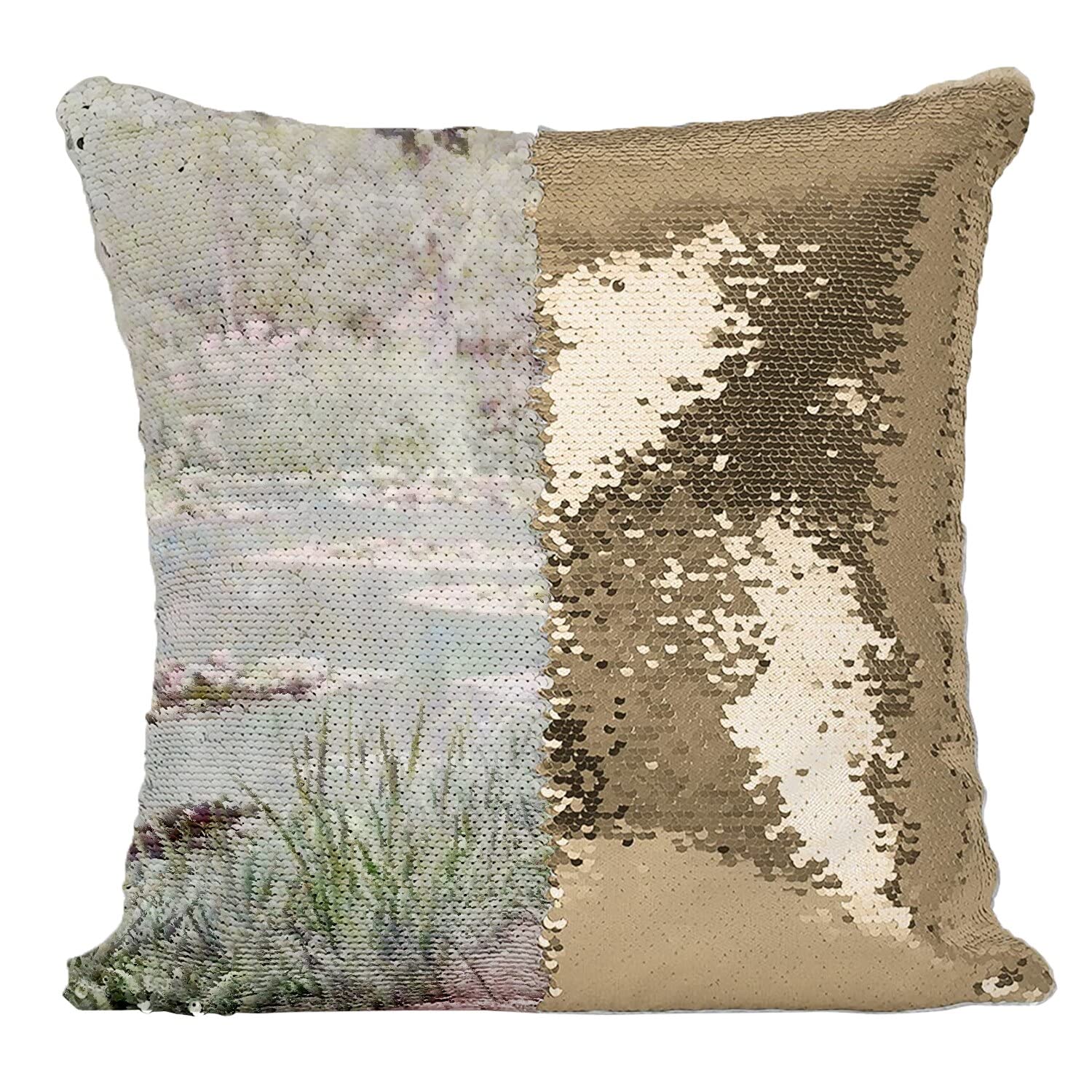 Coussin housse sequin Claude Monet pour illuminer votre canape durant vos soirees entre amis