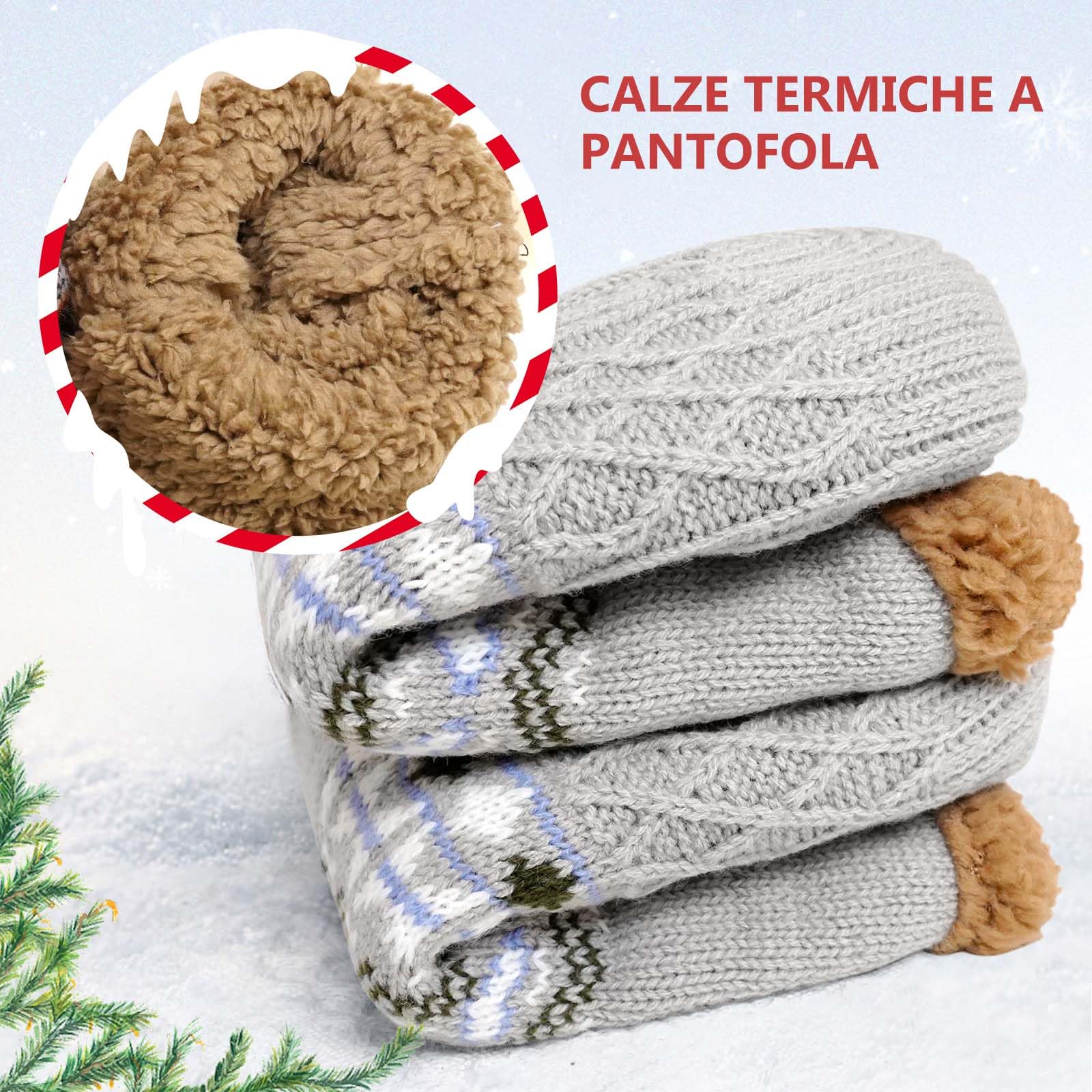 LOFIR Calze Pantofole Antiscivolo da Uomo: Calzini Invernali Termici da Casa per Uomo Calzetti Babbucce in Pile Caldi e Pelosi Calze Imbottite per Natale Idea Regalo 39-46 1 Paio