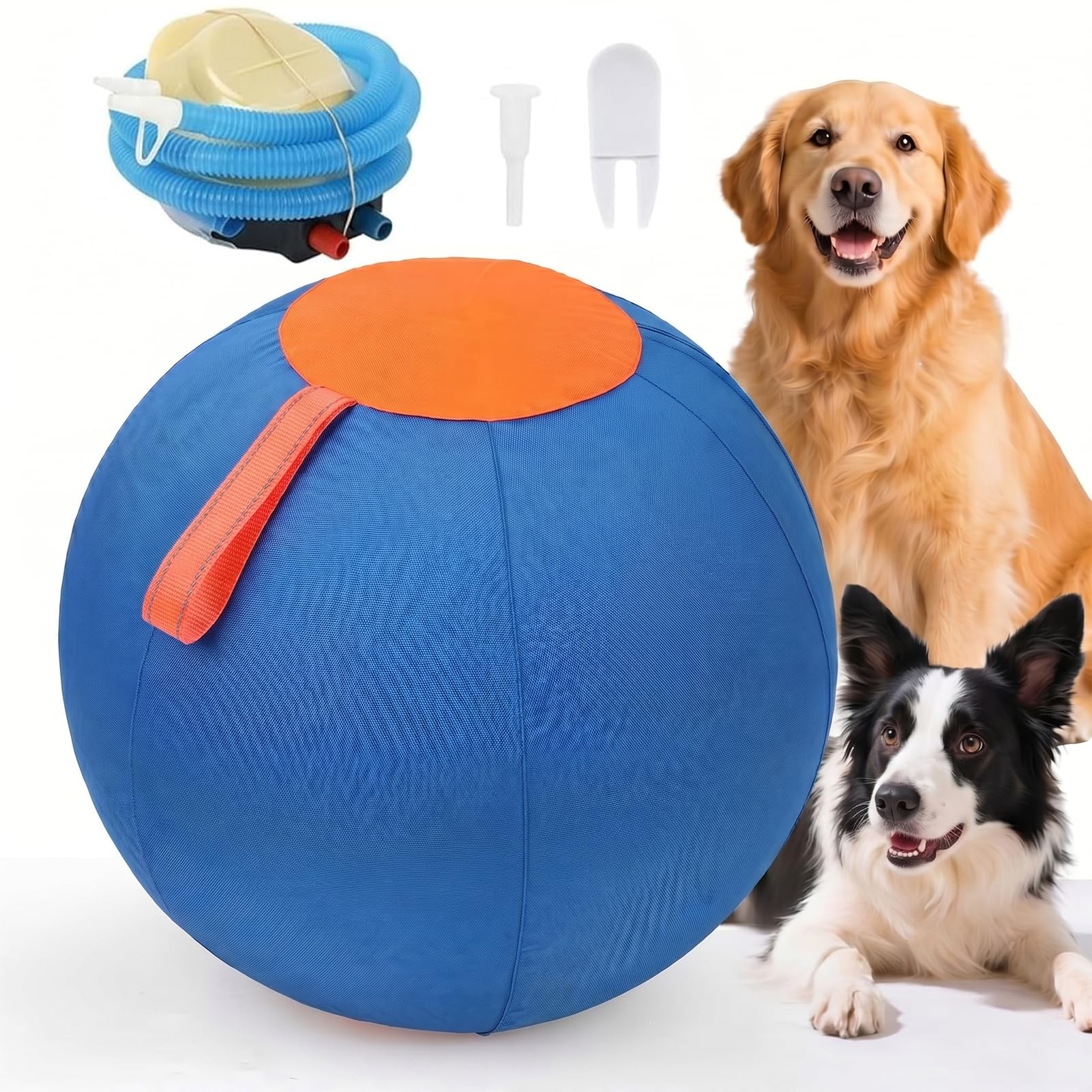 Giant Ball, Herding Ball for Dogs, Durable Inflatable Giant Dog Balls for Outdoor Exercise, Mental Stimulation & Chase Play, Bite-Resistant Cover for Medium & Large Breeds (Large)