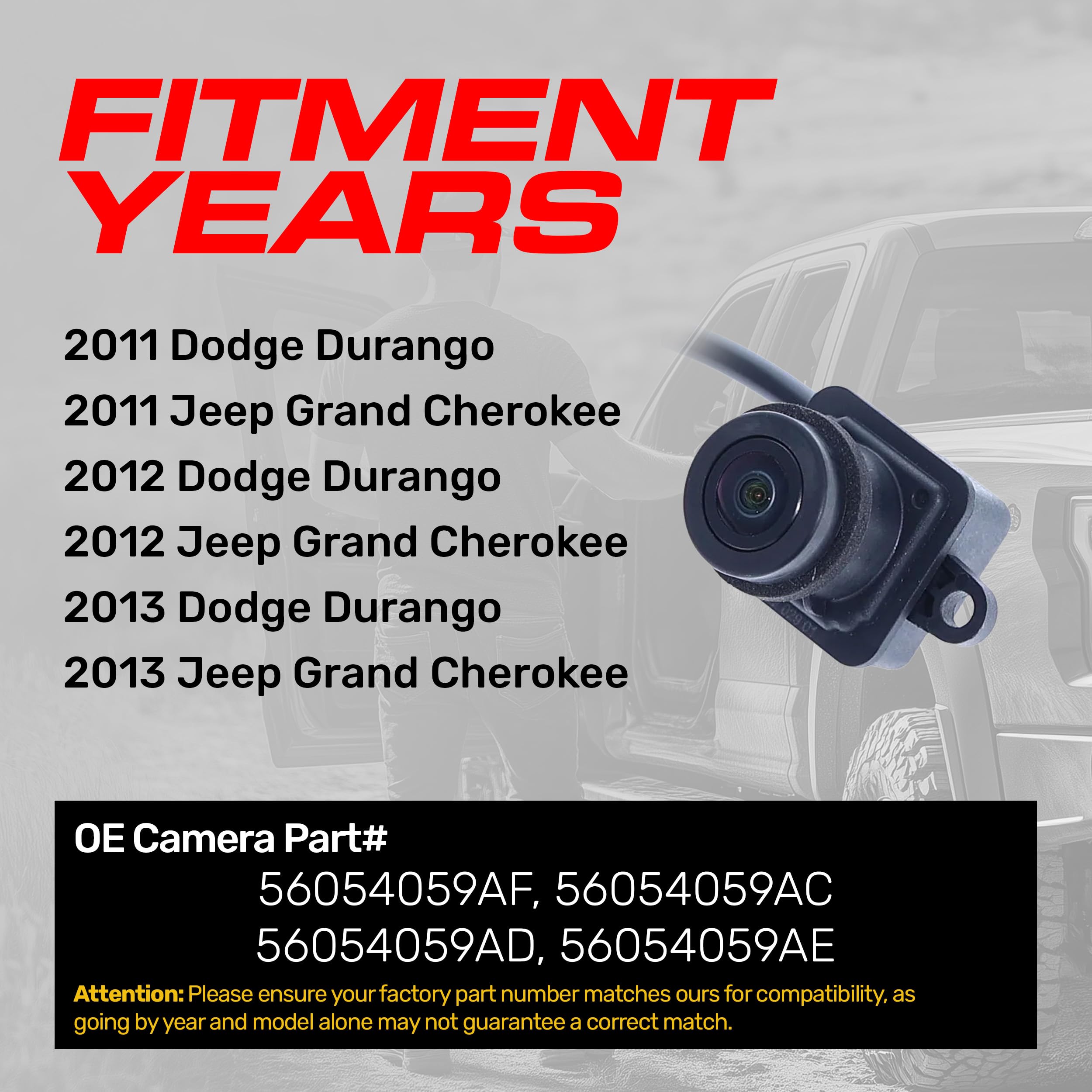 Rear View Backup Camera 56054059AC For 2011-2013 Jeep Grand Cherokee & Dodge Durango - Night Vision, Waterproof