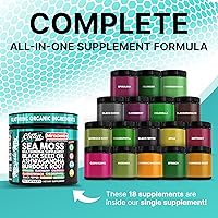 Vista 2 de Clean Nutra Organic Sea Moss Capsules with Ashwagandha, Black Seed Oil, Burdock Root, Bladderwrack, Moringa, Chlorella, Spirulina, Turmeric