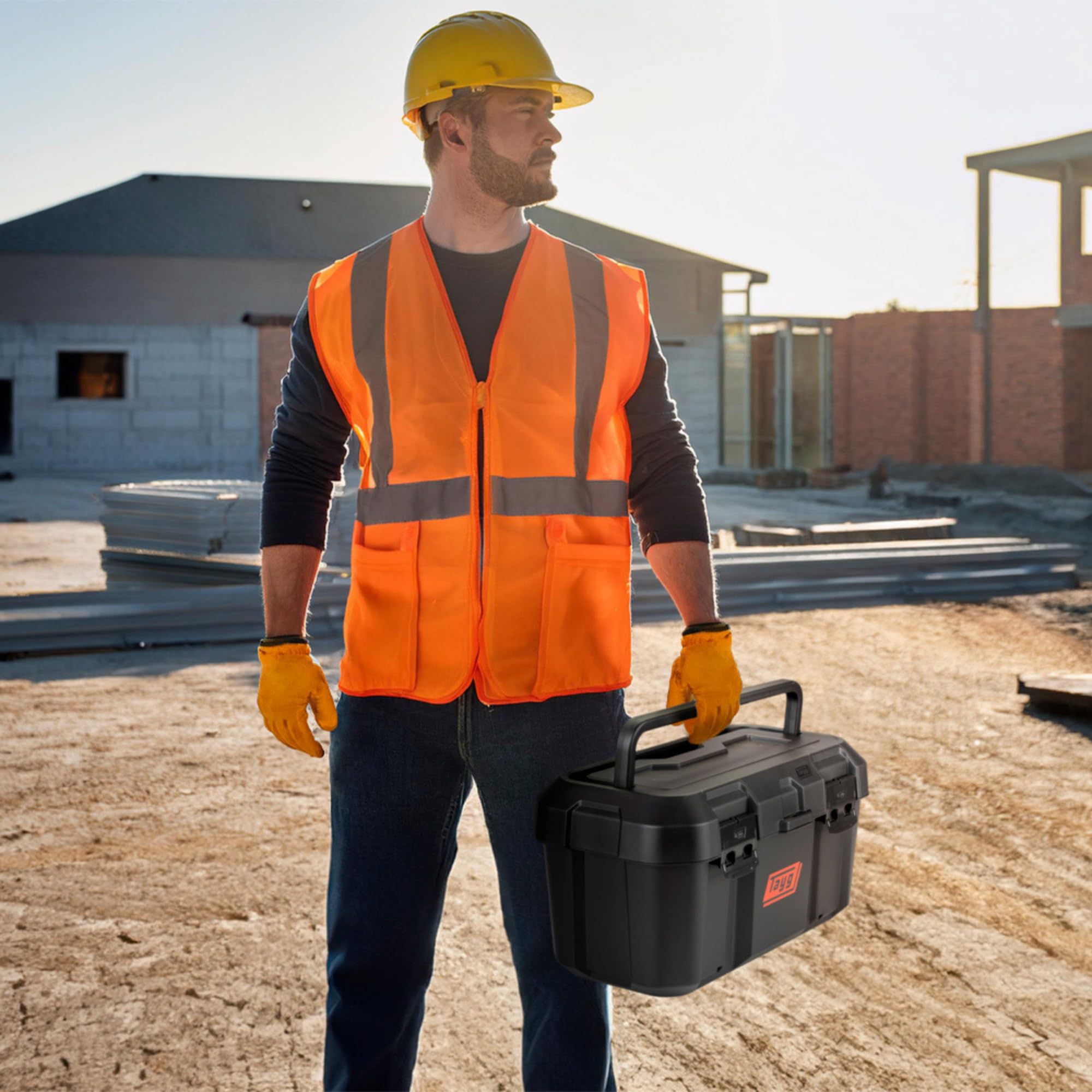 Tayg Caja Herramientas 46 Negra - Estuche y Bandeja Interior Extraíbles, Cierres Metálicos en Acero, Asa Grande, Soporta hasta 120 kg, Caja Herramientas Vacia Polipropileno, 500 x 279 x 254 mm
