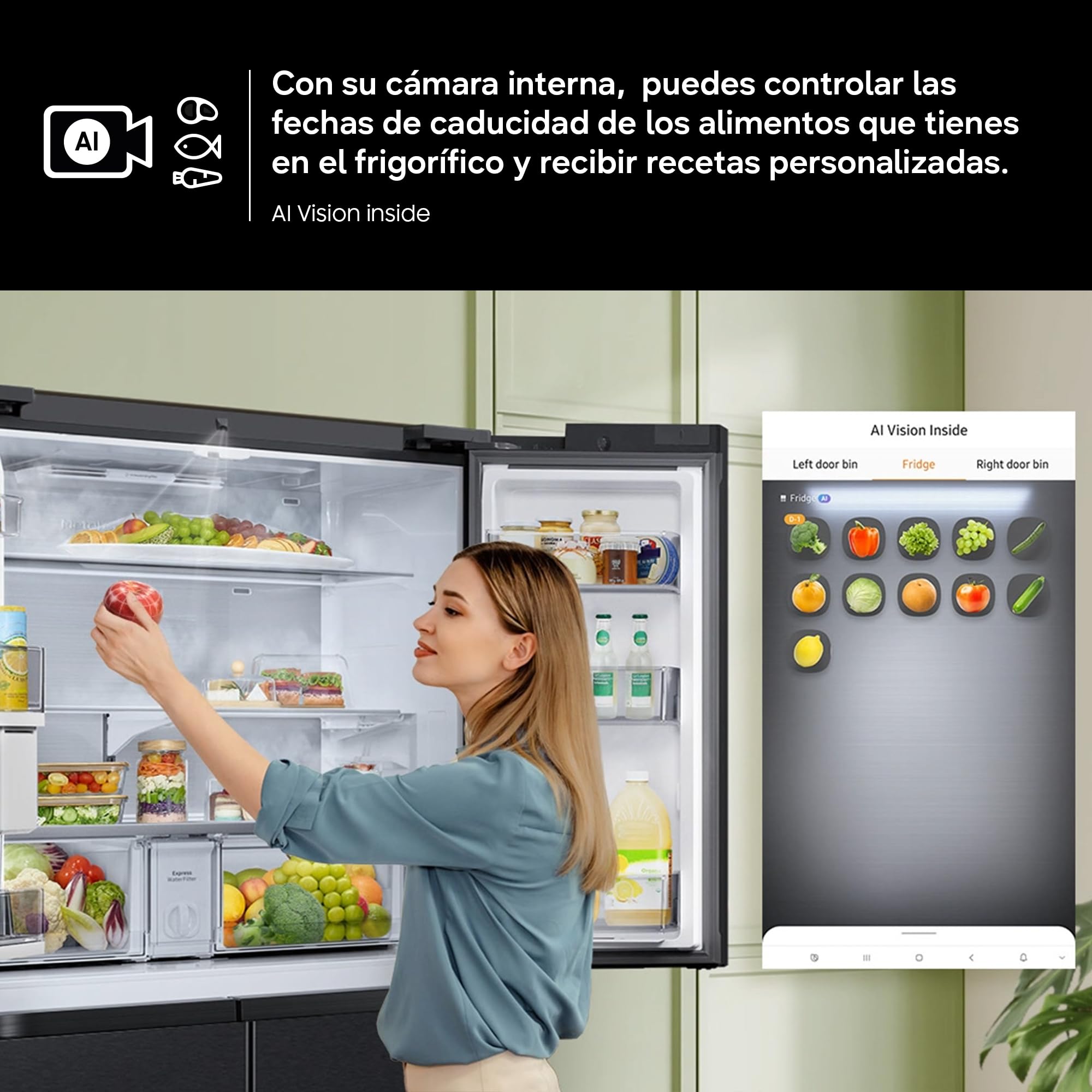 Samsung Frigorífico French Door Bespoke AI Family Hub 183cm 636L Clase E Grafito RF65DG9H0EB1EF