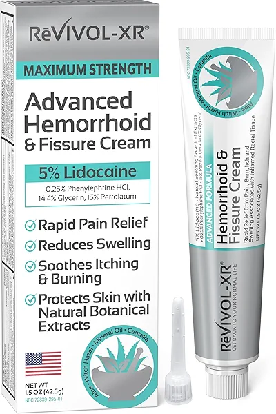 Advanced Hemorrhoid Treatment. 5% Lidocaine + Shrinks + Protects Skin + Aloe + Witch Hazel + Botanicals, External & Internal Use. Most Complete OTC Ointment & Fissure Cream, Fast Relief, Made in USA.