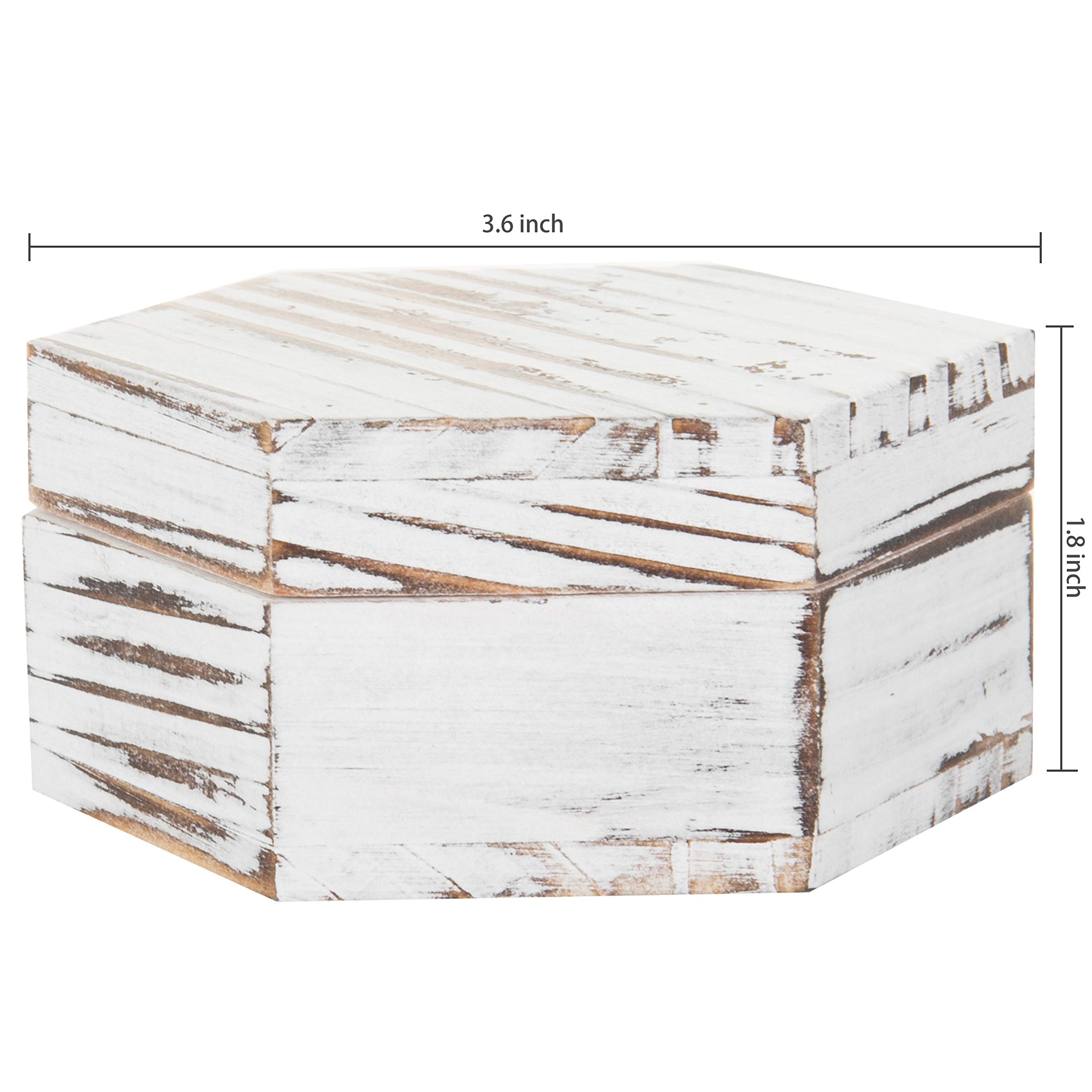 MyGift Whitewash Wood Ring Box for Wedding Ceremony, Small Trinket Jewelry Box