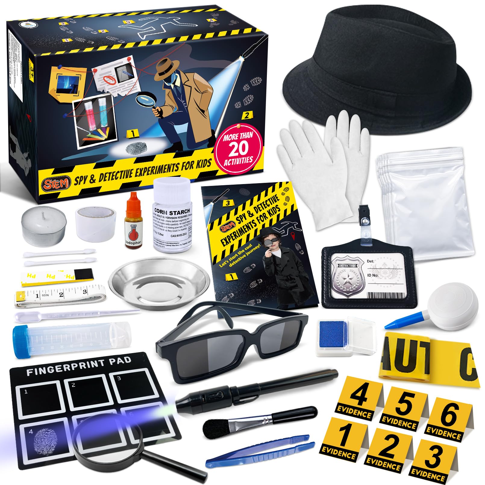 UNGLINGA Kids Spy Kit Detective Set Over 20 Activities - Fingerprint Toys Gifts for 5 6 7 8 9 10 11 12 Years Old Boys Girls Science Experiments
