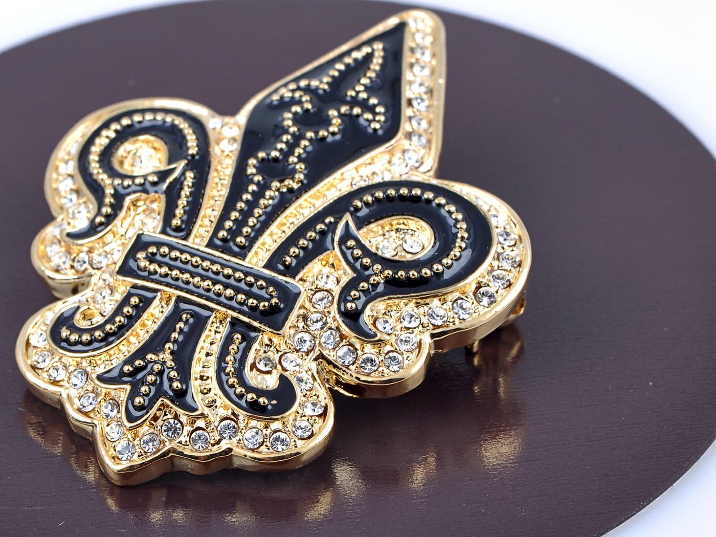Alilang Golden Tone Black Gothic Medieval Royal Fleur De Lis Lily Brooch Pin image 2