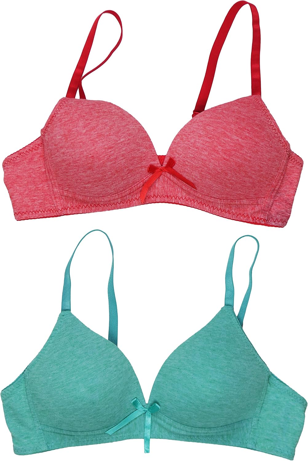 ToBeInStyle Girl's Junior Pack of 6 Wire-Free Cotton Marled A Cup Bra - Assorted - 32A