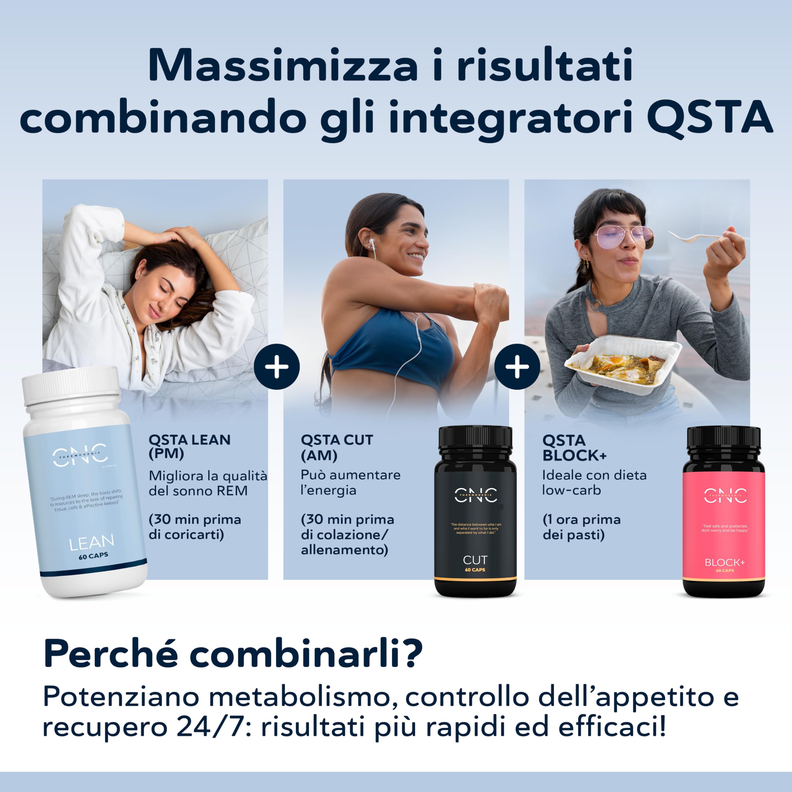 QSTA LEAN – Formula Notturna Senza Caffeina con Carnitina, Garcinia, Bioperine, Curcuma, Valeriana, Magnesio e Tarassaco – Nutrienti per Metabolismo e Benessere – Adatto ai Vegani