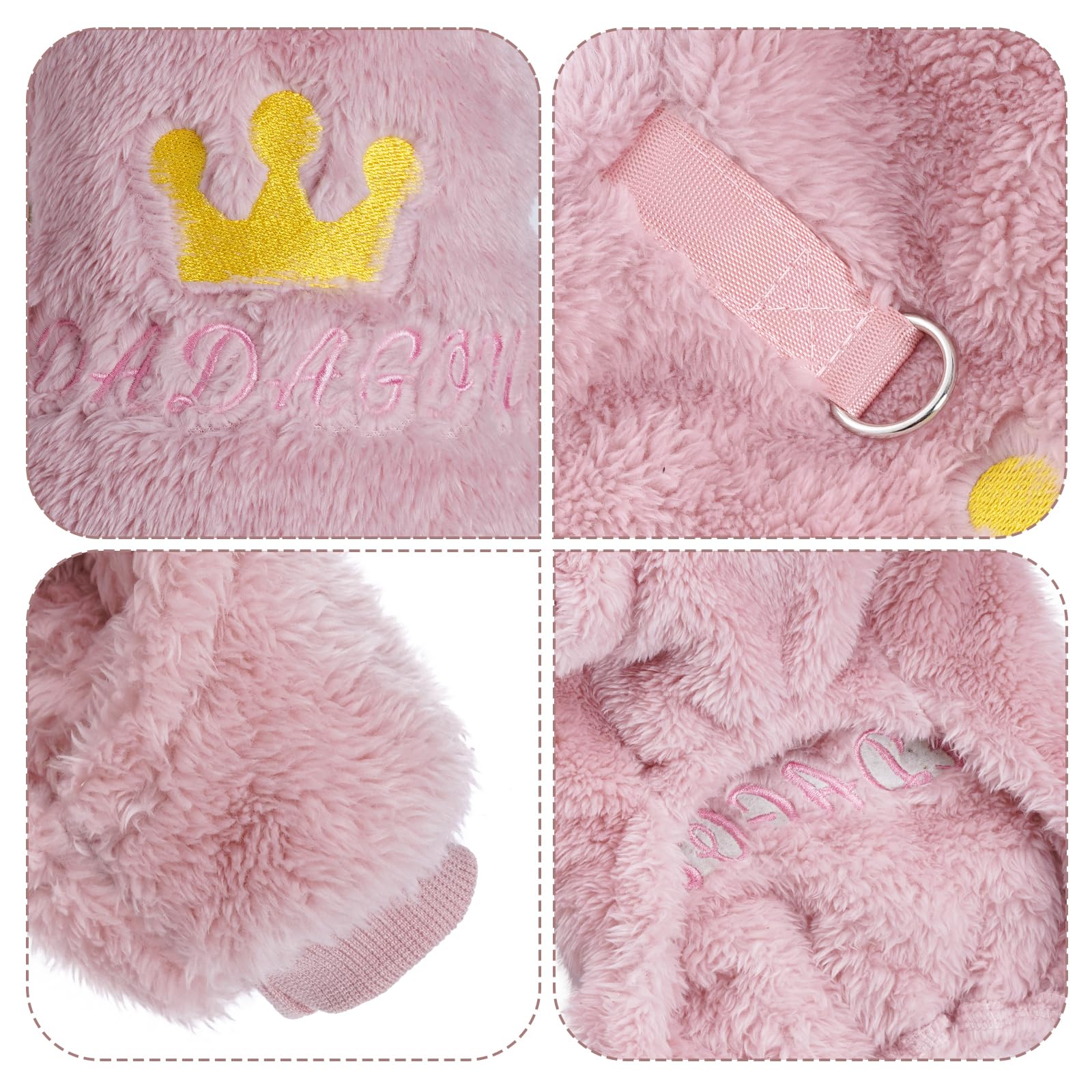 Pistha Plush Dog Pajamas Cute Warm Puppy Crown Pajamas Warm Kitten Winter Jumpsuit Clothes for Small Dogs Cats Girl(M)