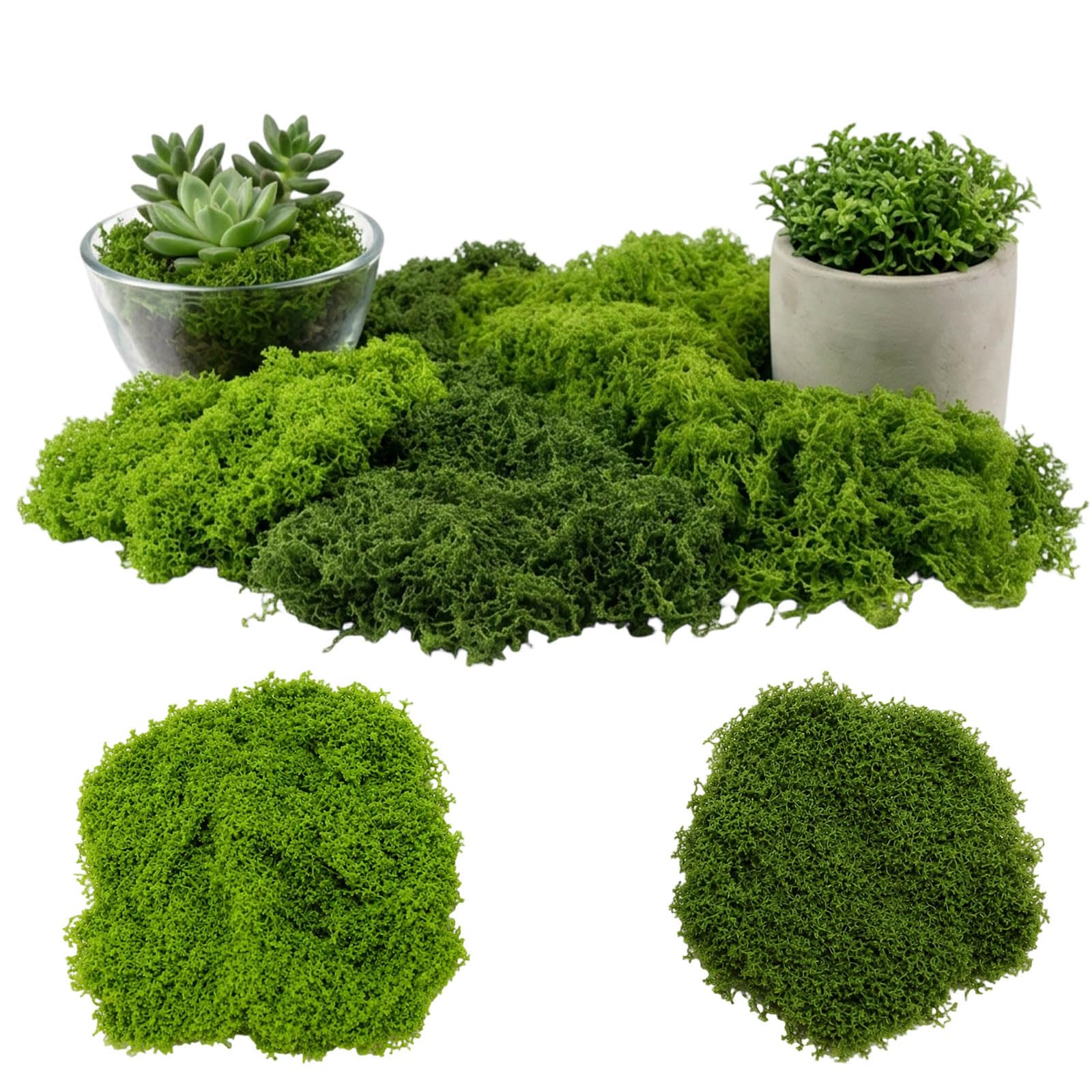WORUIB 200 Gram Pack with Dark Green and Light Green Varieties,Artificial Moss, Fake Moss for Indoor Plant Pots and Outdoor Planters, Faux Moss Decoration