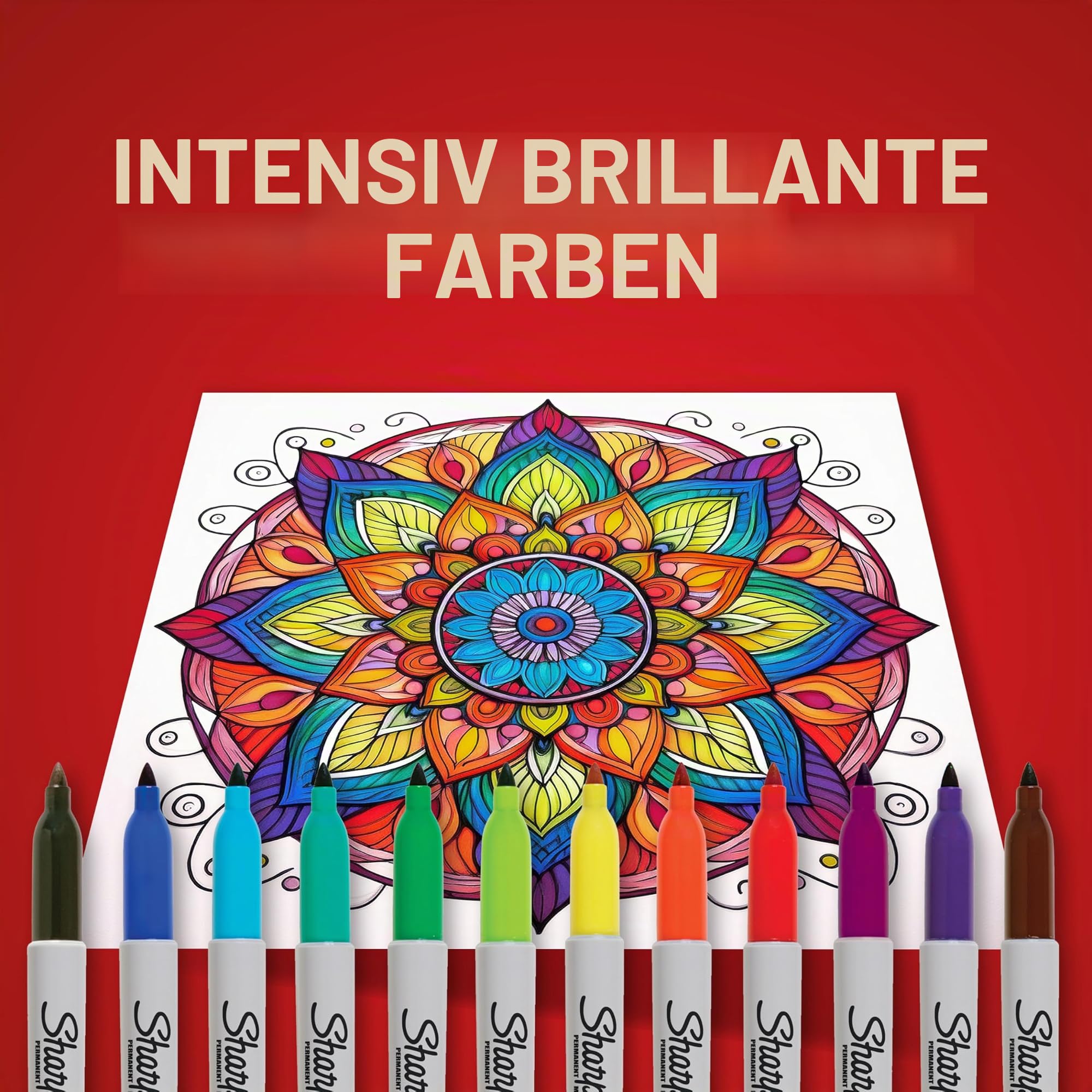 Sharpie Permanent-Marker, feine Spitze, Schwarz, 12 Stück Stock 24 Stück verschiedene Farben