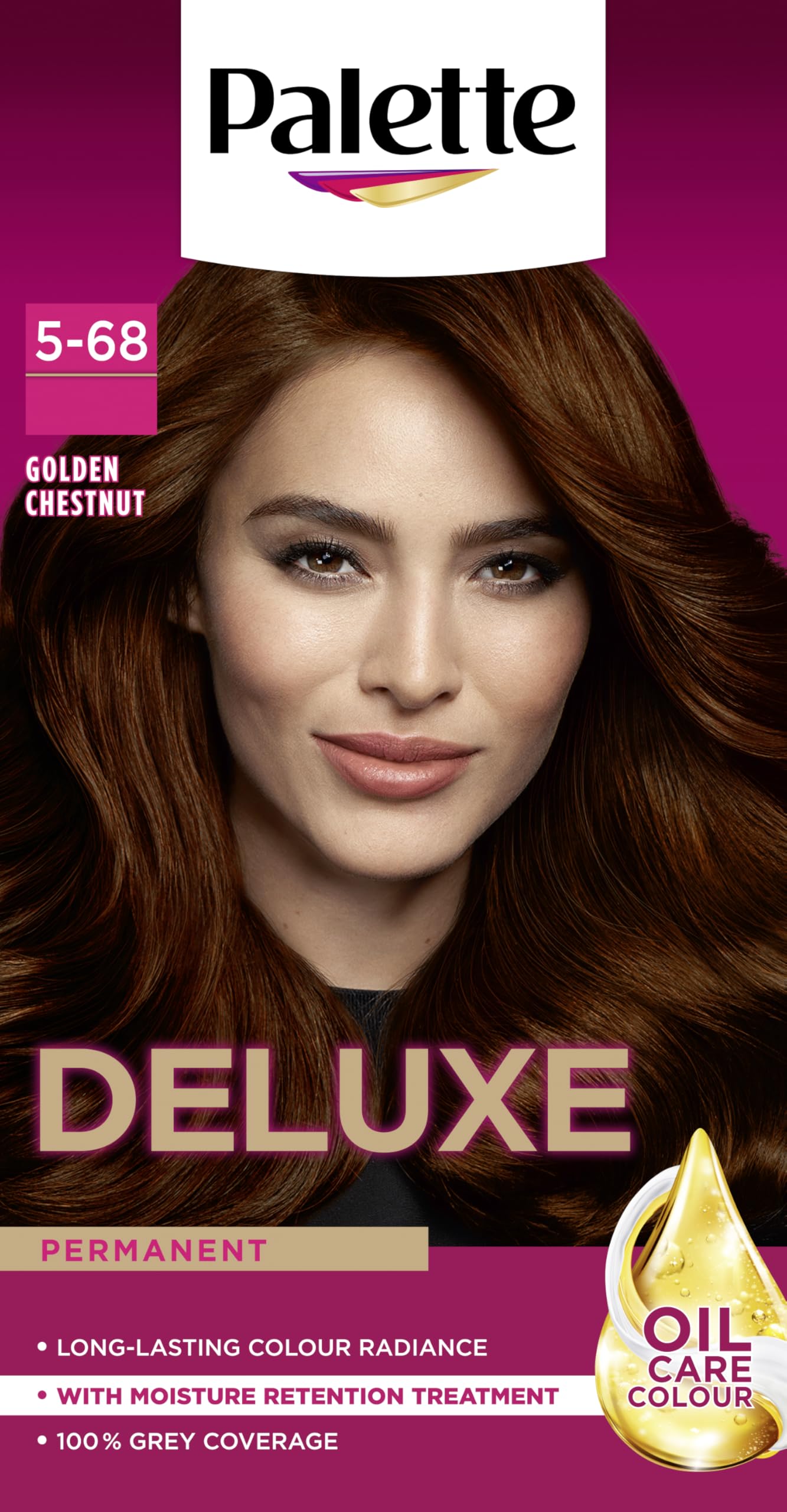 Schwarzkopf Deluxe Creme Colouration 5-68 Golden Chestnut 'Hair Dye', 2 Pack in Gold
