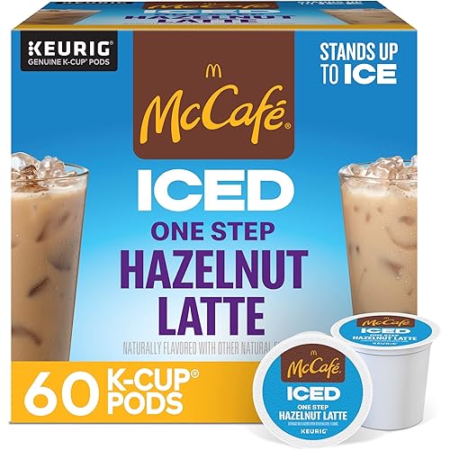 McCafe ICED One Step Hazelnut Latte, Keurig Single Serve K-Cup Pods, 60 Count (6 Packs of 10)