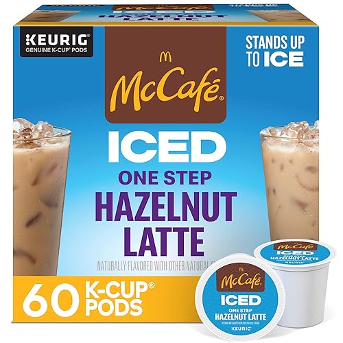 McCafe ICED One Step Avellana Latte, Keurig Cápsulas K-Cup de una sola porción, 60 unidades (6 paquetes de 10)