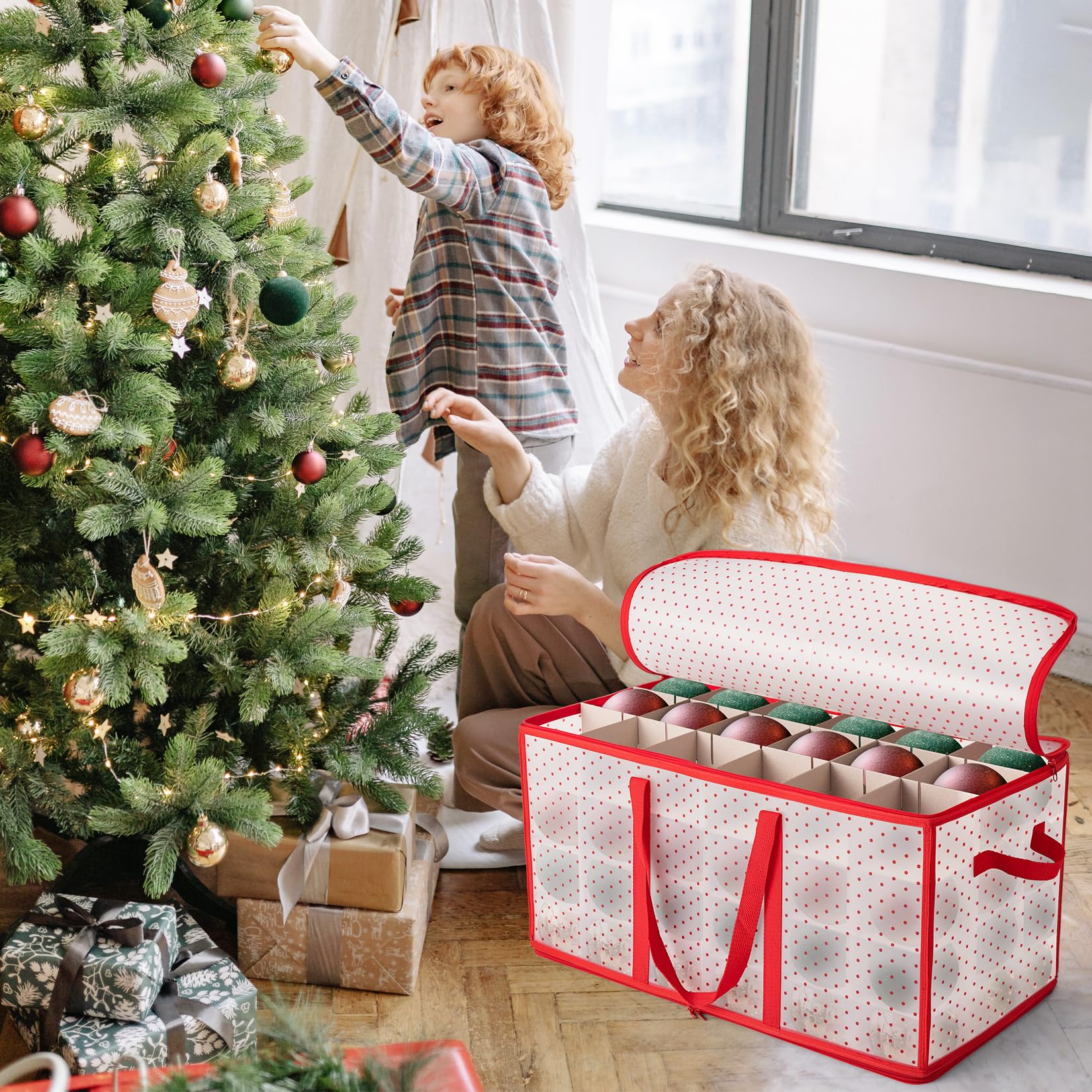 Caja de Almacenamiento para Bolas de Navidad para 128 Bolas organizador bolsa de Almacenamiento