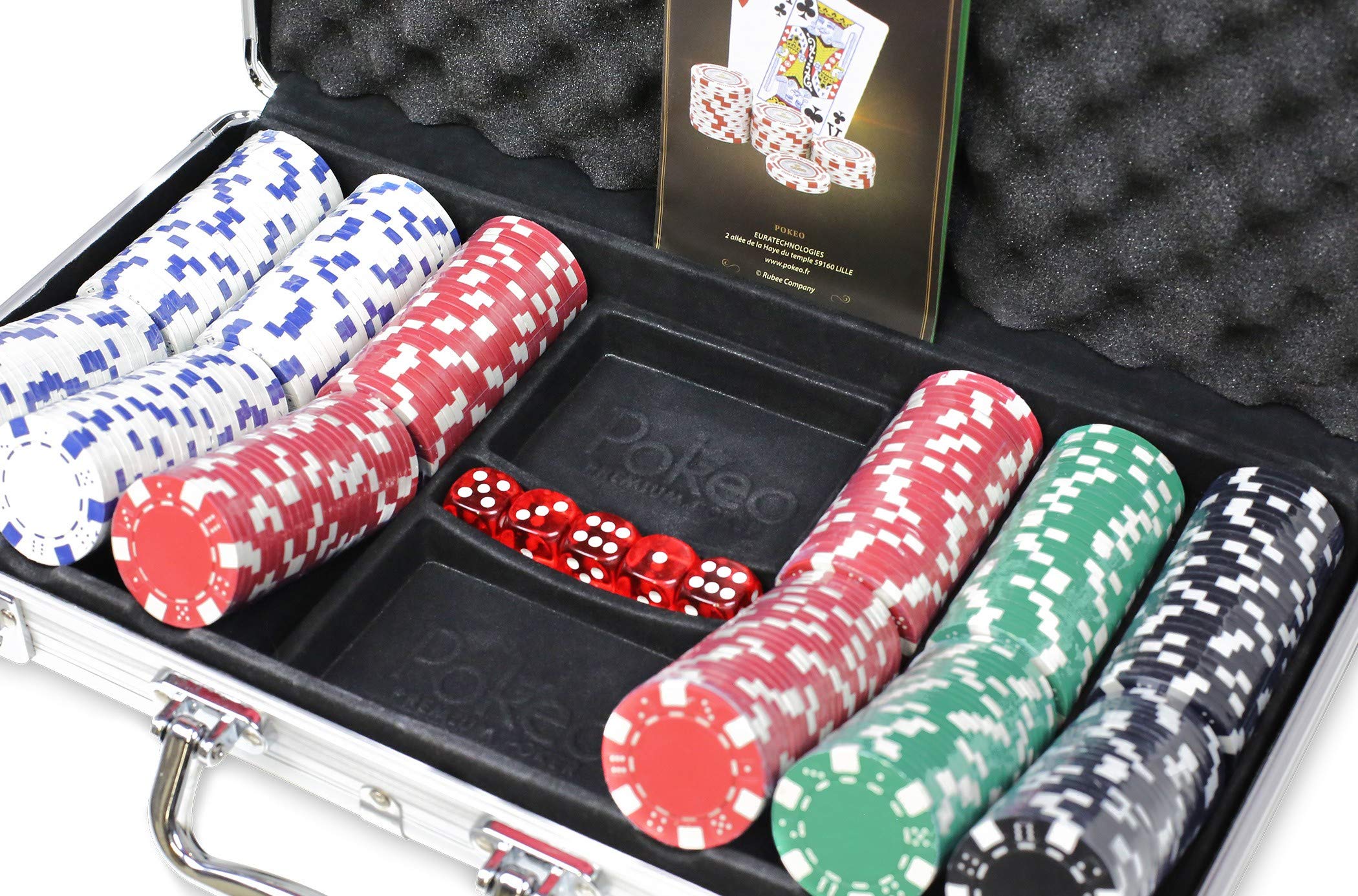 Valigetta Dice Basic 300 gettoni - Valigetta Poker 300 gettoni da Poker Dice 11,5g+Valigetta in alluminio+2 mazzi di carte plastificate+Pulsante Dealer