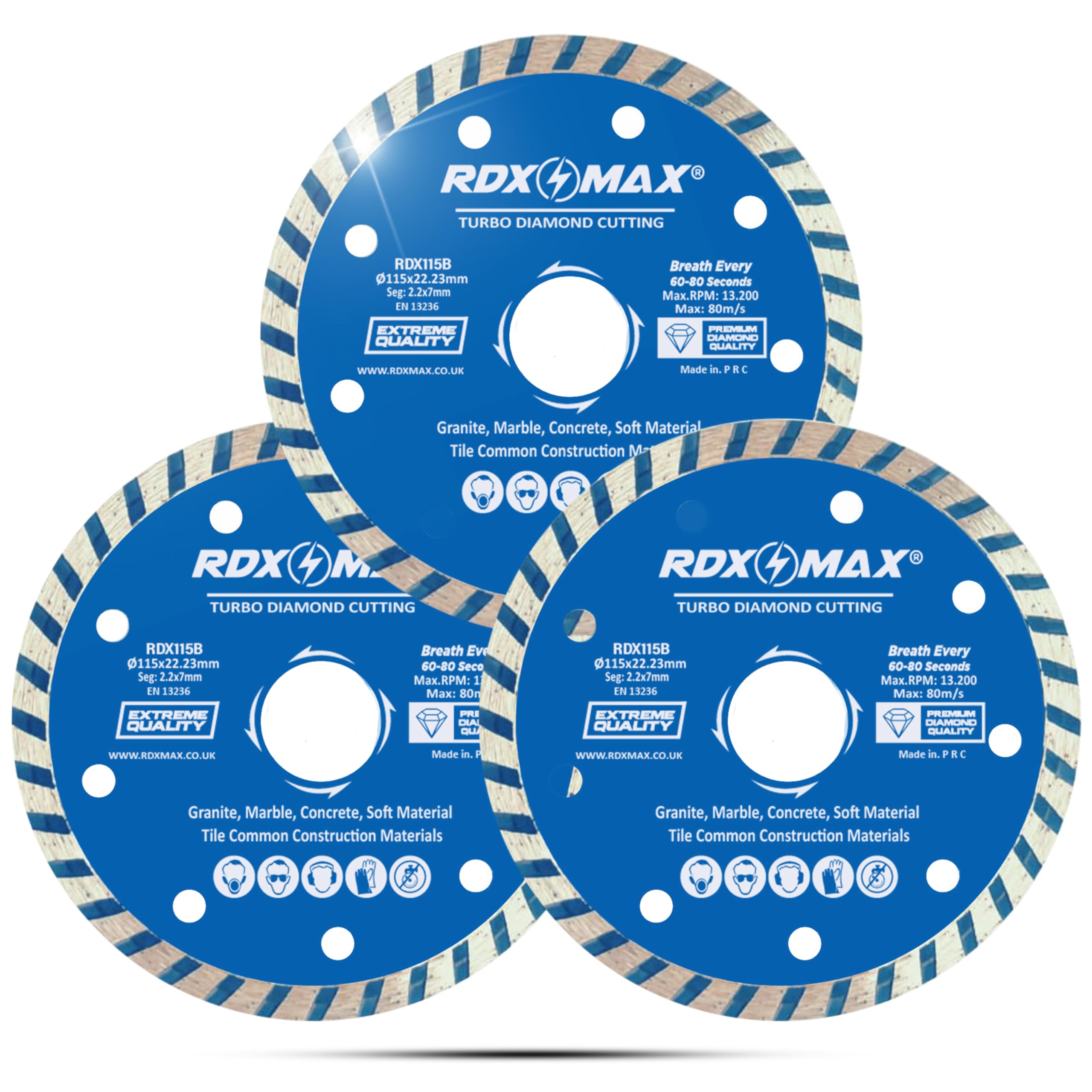 115mm Diamond Cutting Discs for Angle Grinder-Super Thin Fast,Clean Cut on Porcelain,Granite,Marble,Concrete,Tiles,Stones,Bricks & Ceramics-4.5" Wheel -Size 115 x2.2 x22.23mm- (3 Pack)