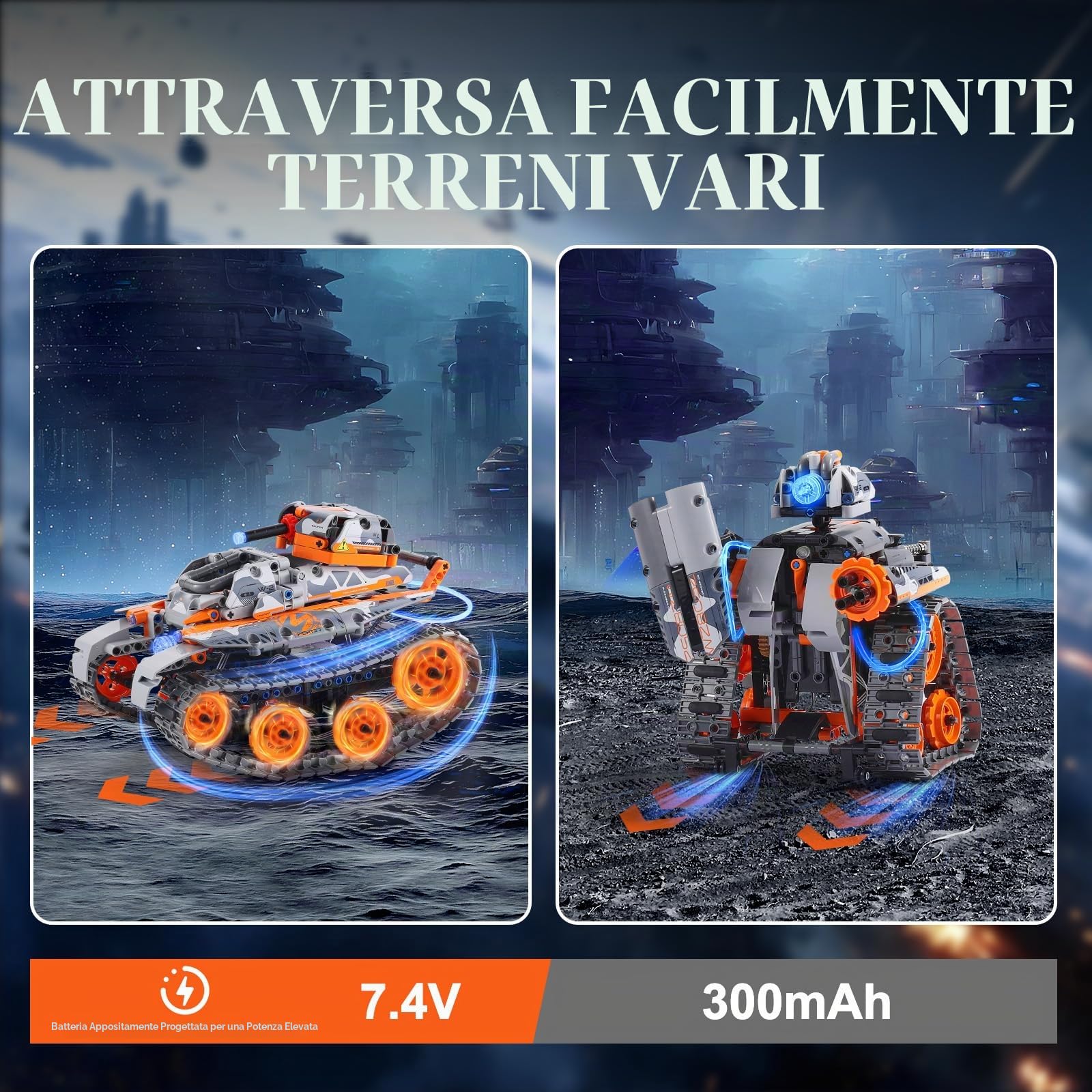 VEVOR Giocattolo Robot per STEM Kit di Costruzione per Auto Robot Telecomandate RC 554 Pezzi Controllo App, Giocattolo di Costruzione STEM Telecomandato per Bambini Dimensioni Robot 145x170x215 mm